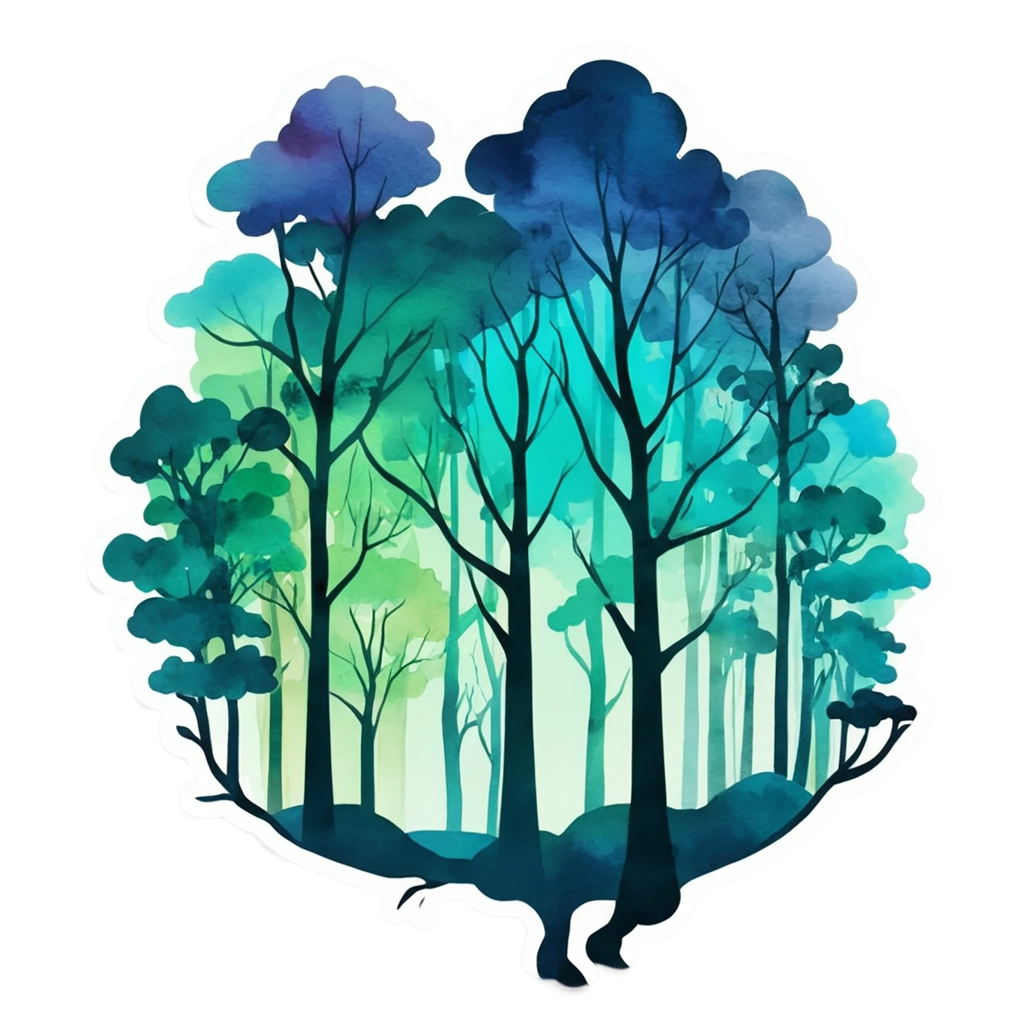 Forest watercolor sticker isolated on transparent background #16676