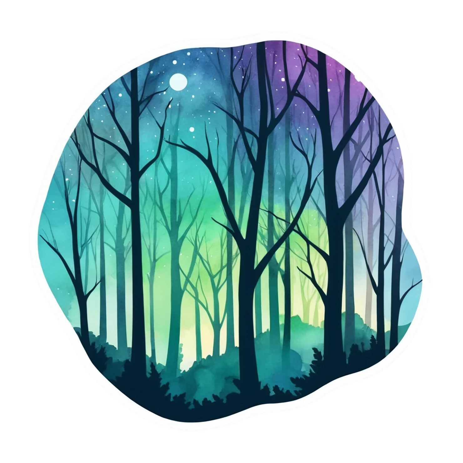 Forest watercolor sticker isolated on transparent background #16677