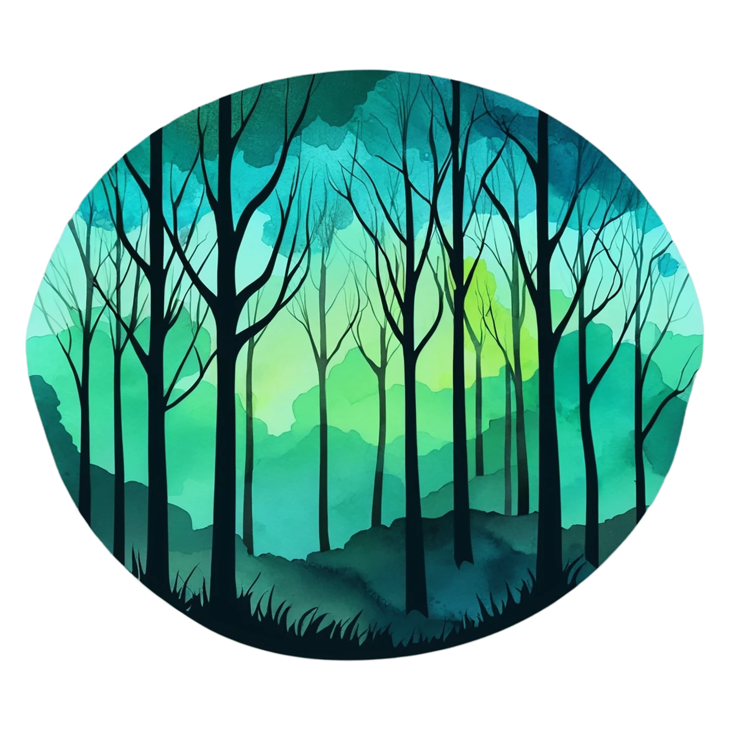 Forest watercolor sticker isolated on transparent background #16678
