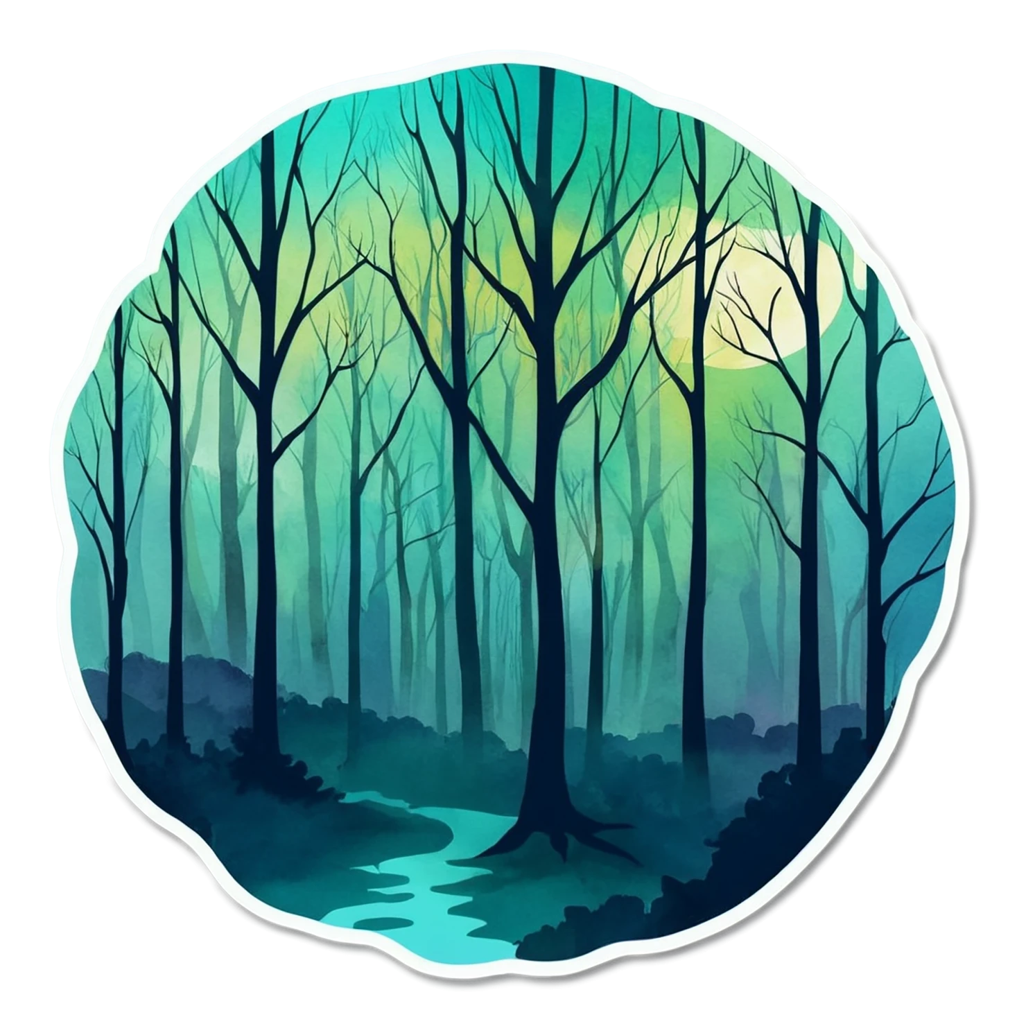 Forest watercolor sticker isolated on transparent background #16679