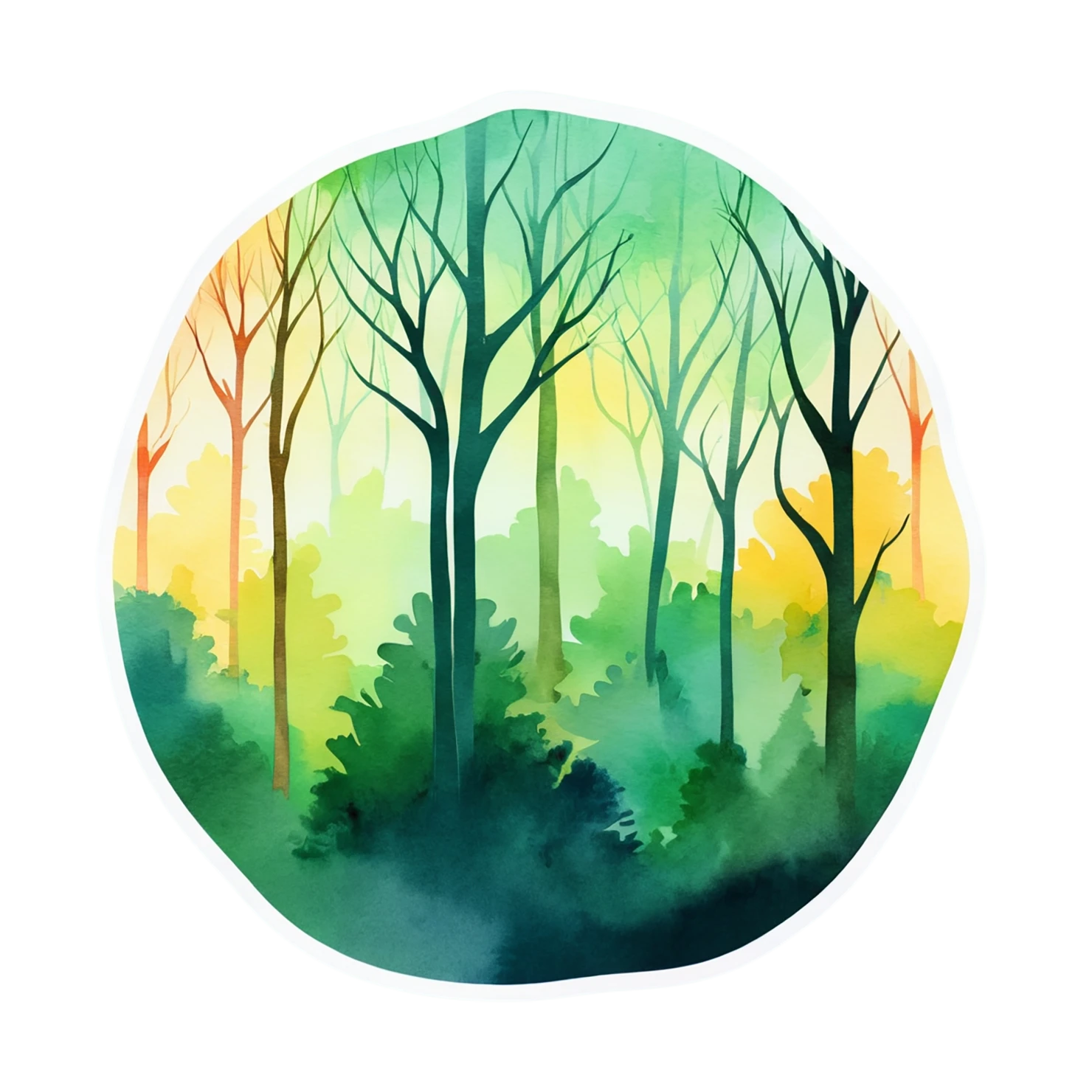 Forest watercolor sticker isolated on transparent background #16680