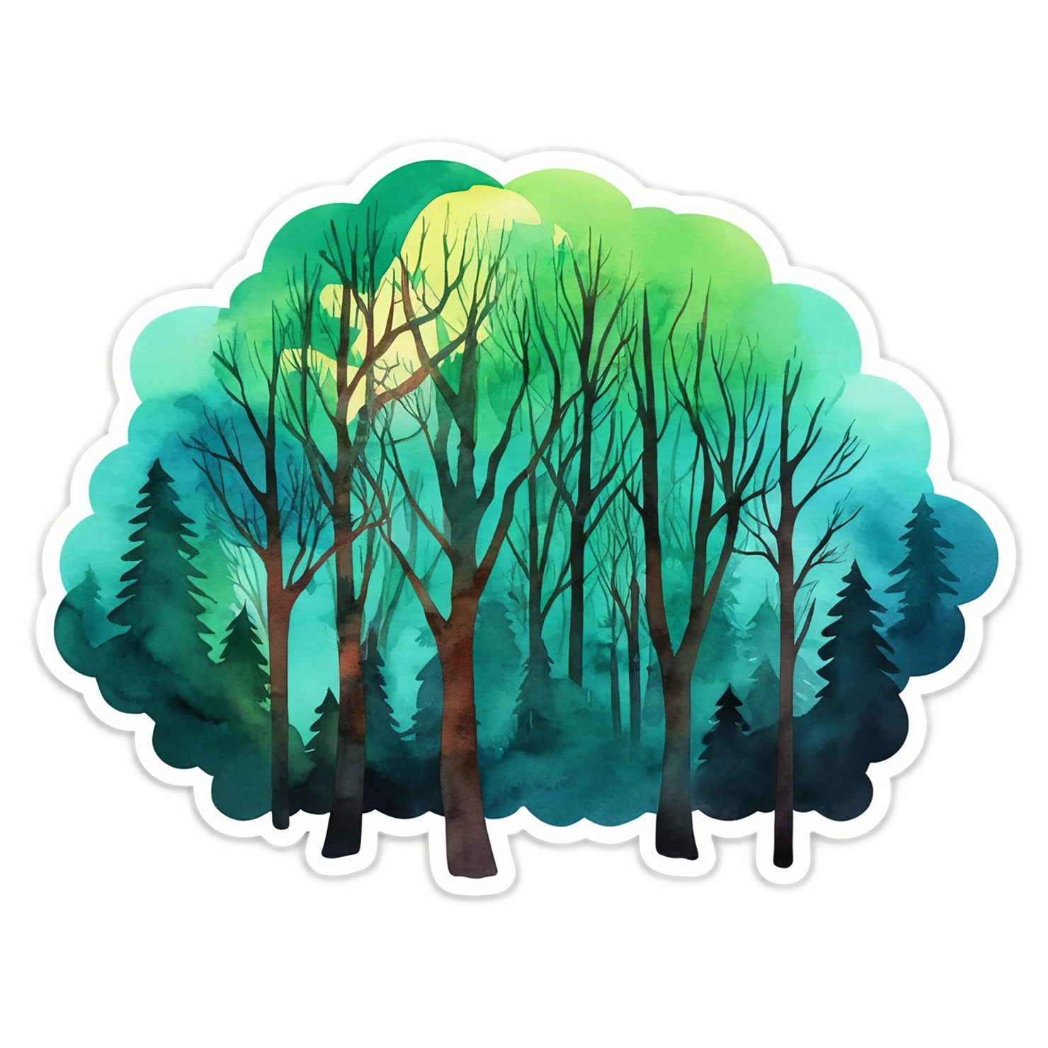 Forest watercolor sticker isolated on transparent background #16681