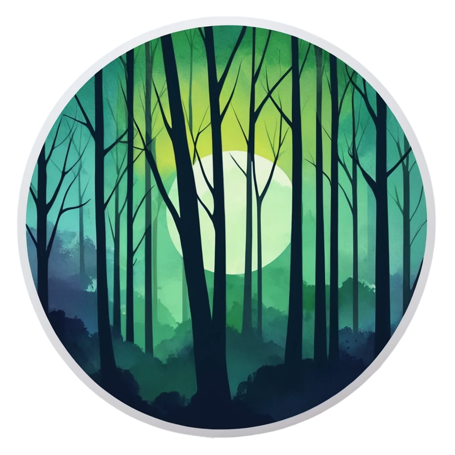 Forest watercolor sticker isolated on transparent background #16685