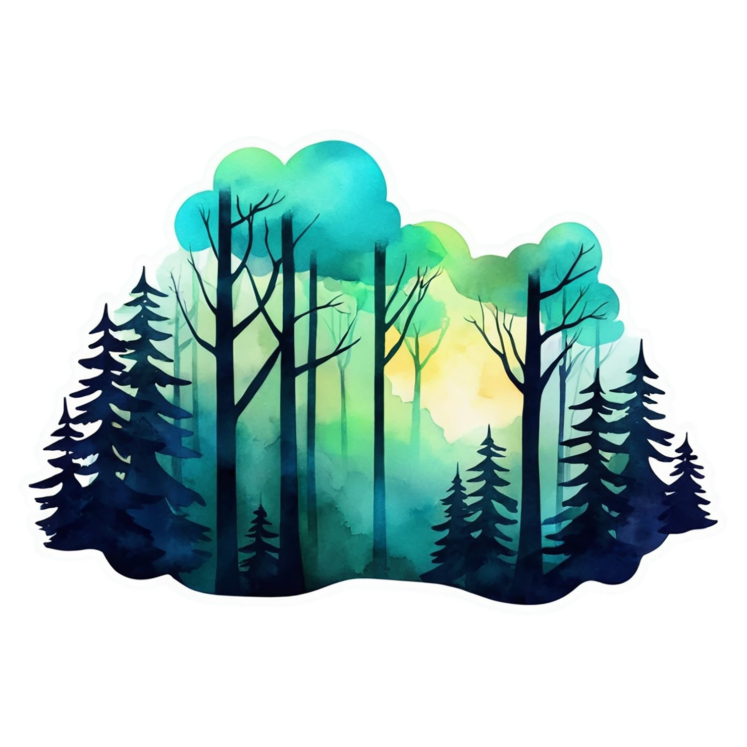 Forest watercolor sticker isolated on transparent background #16688