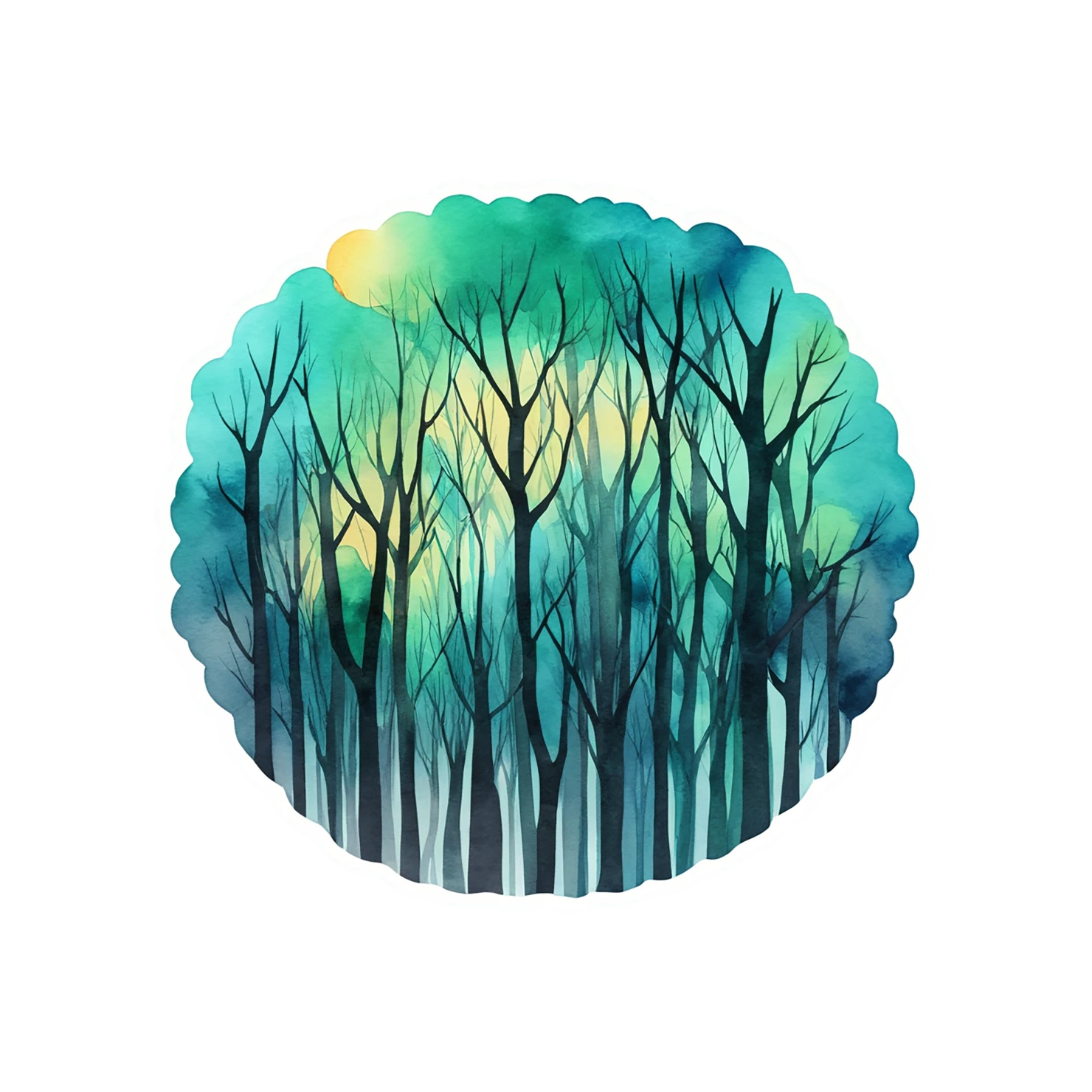 Forest watercolor sticker isolated on transparent background #16693