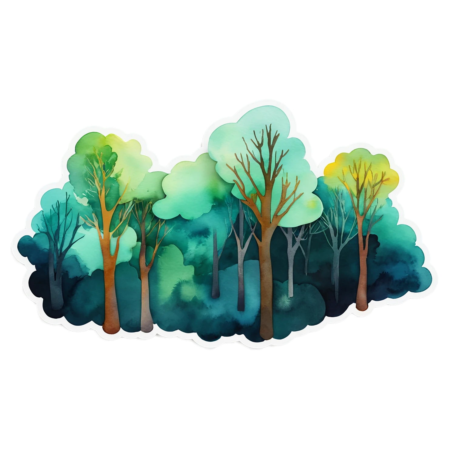 Forest watercolor sticker isolated on transparent background #16696