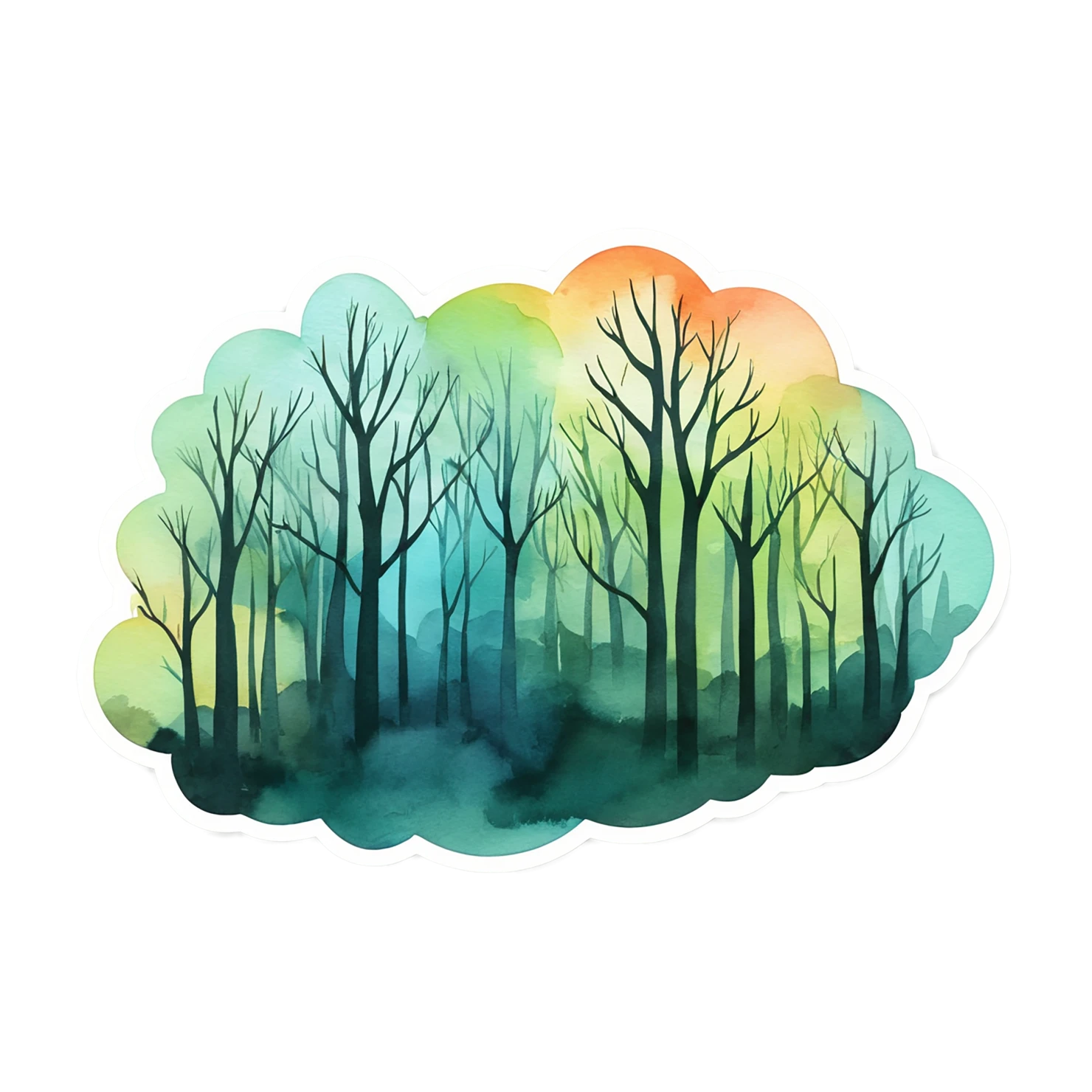 Forest watercolor sticker isolated on transparent background #16697