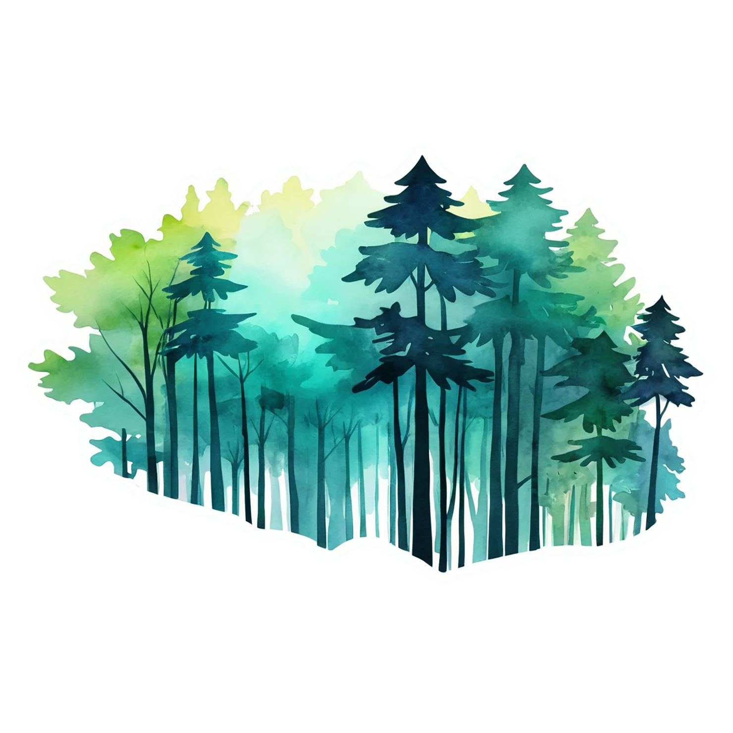 Forest watercolor sticker isolated on transparent background #16698