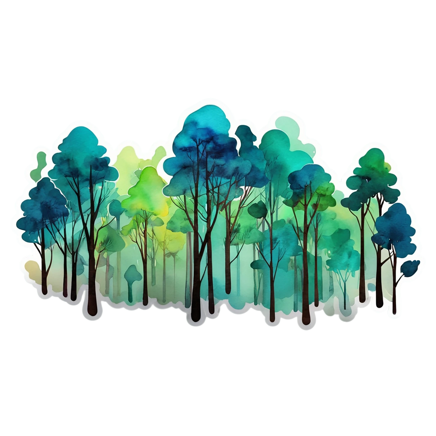 Forest watercolor sticker isolated on transparent background #16699