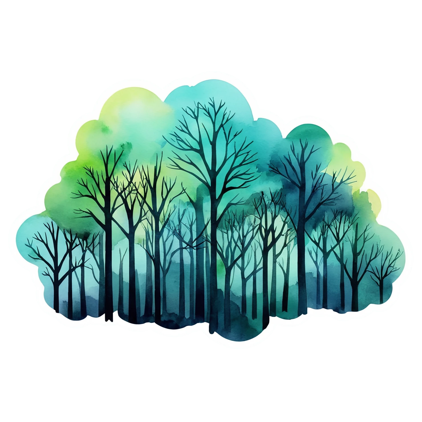 Forest watercolor sticker isolated on transparent background #16700