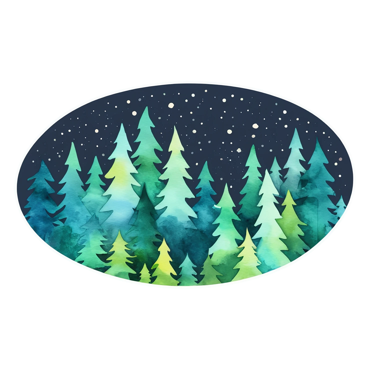 Forest watercolor sticker isolated on transparent background #16701