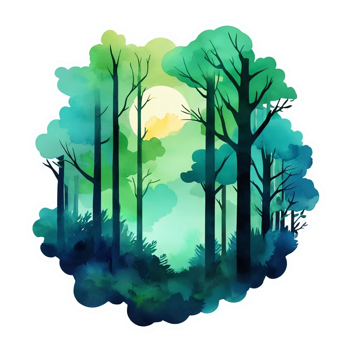 Forest watercolor sticker isolated on transparent background #16703