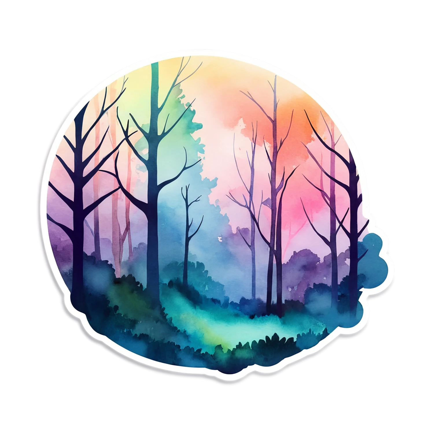 Forest watercolor sticker isolated on transparent background #16704