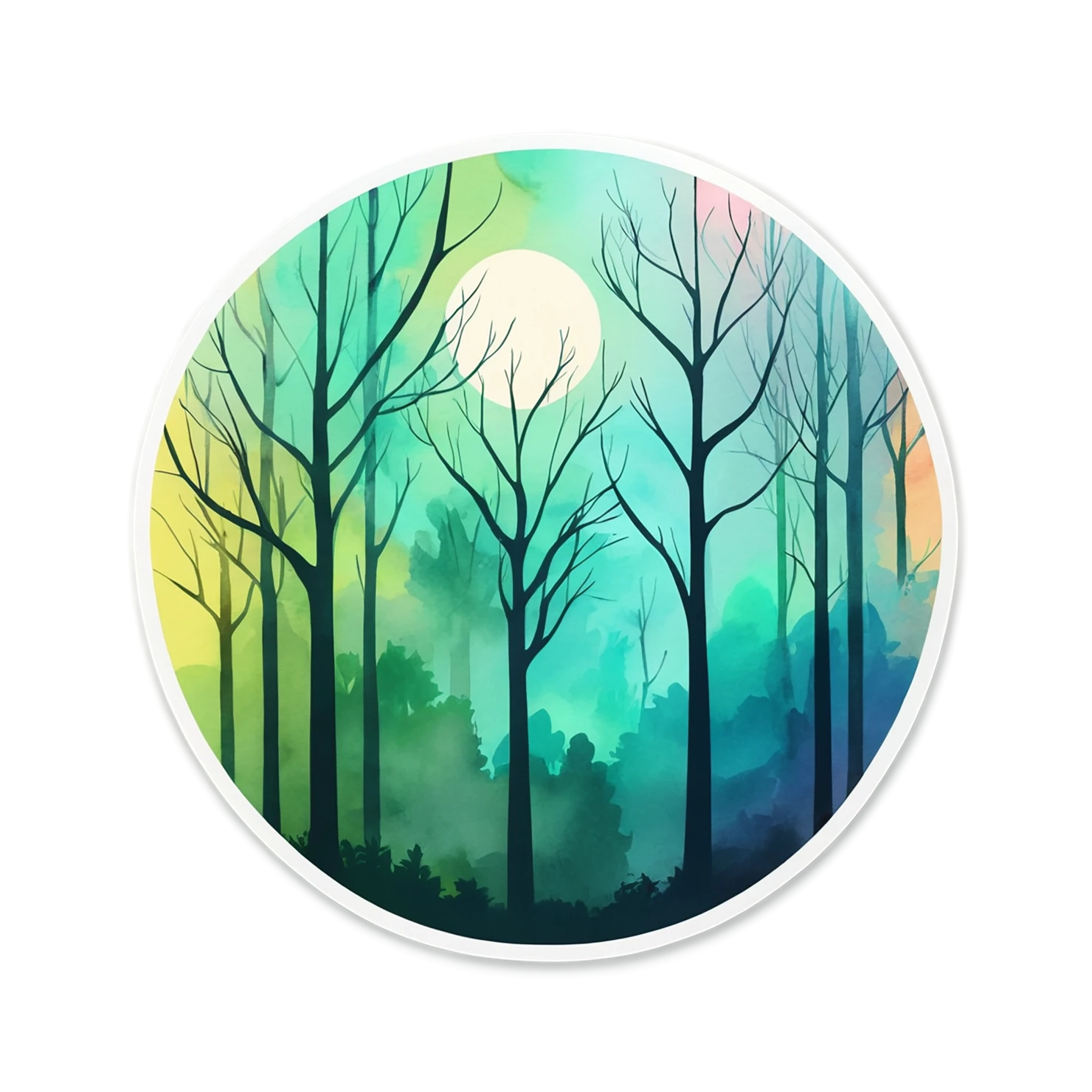 Forest watercolor sticker isolated on transparent background #16705