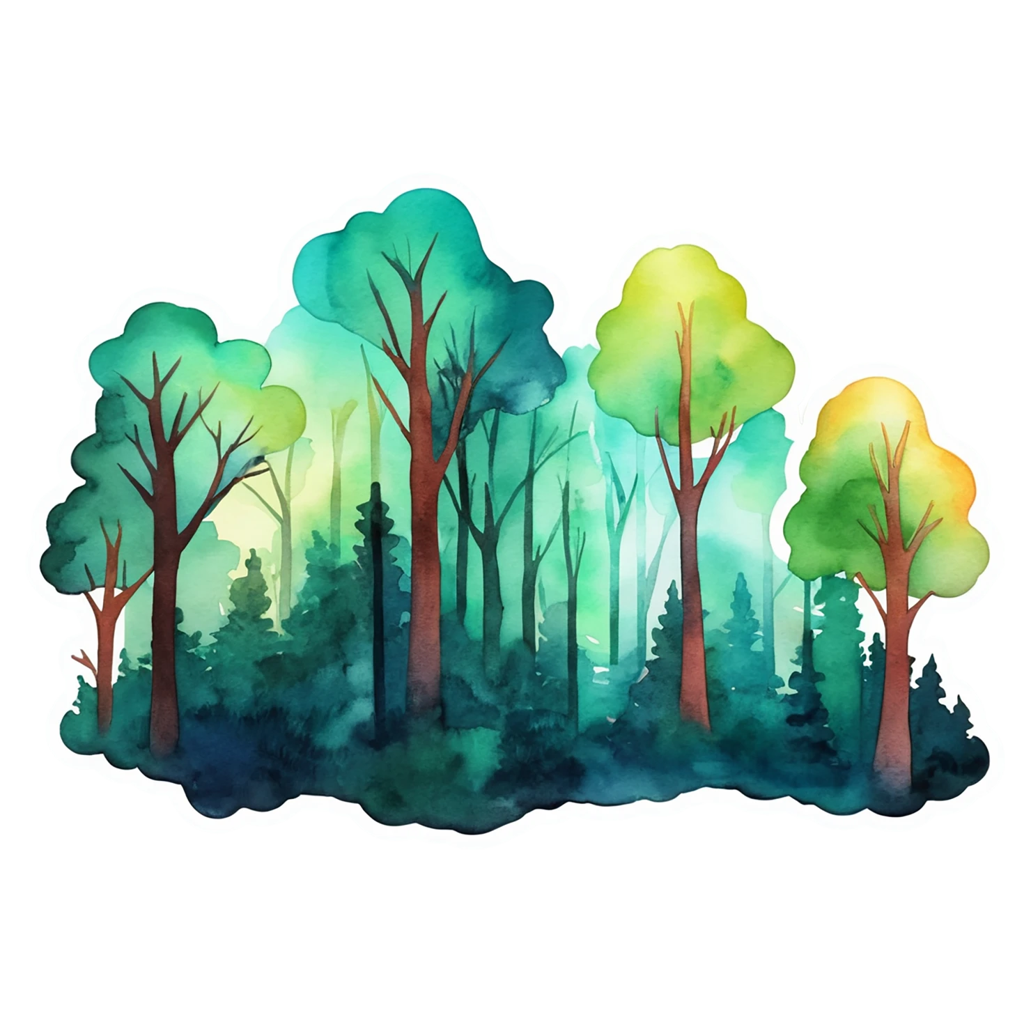 Forest watercolor sticker isolated on transparent background #16706