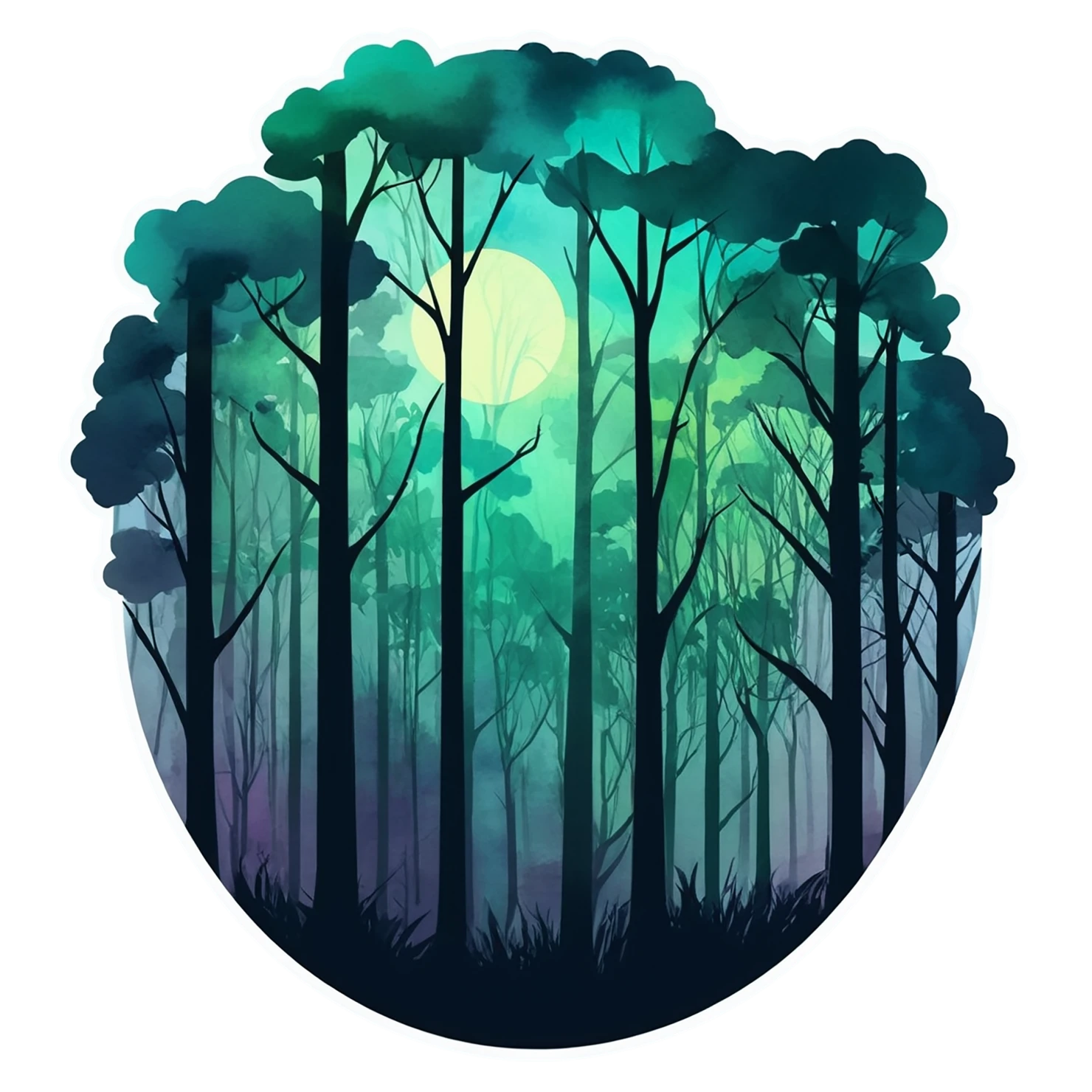 Forest watercolor sticker isolated on transparent background #16707