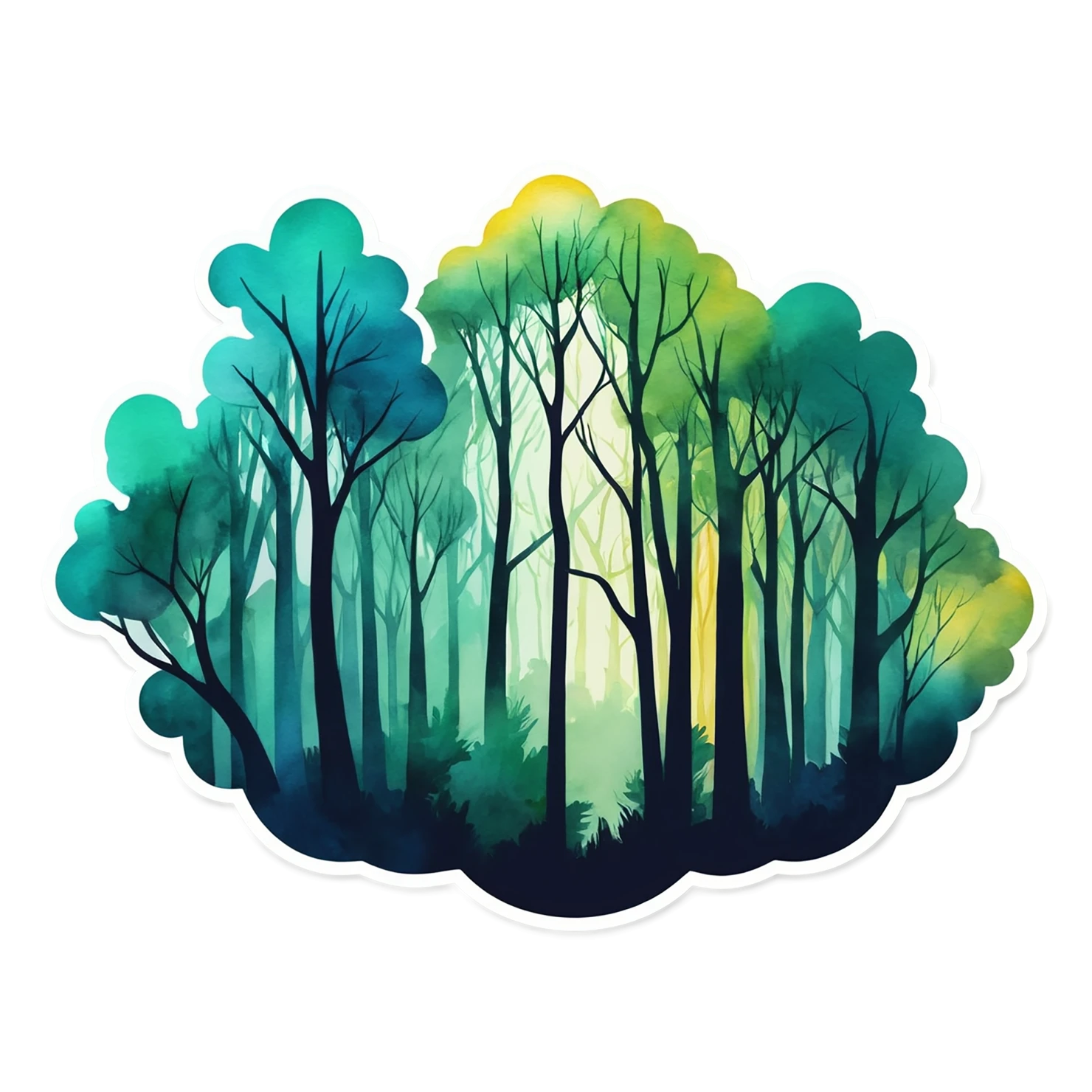 Forest watercolor sticker isolated on transparent background #16708