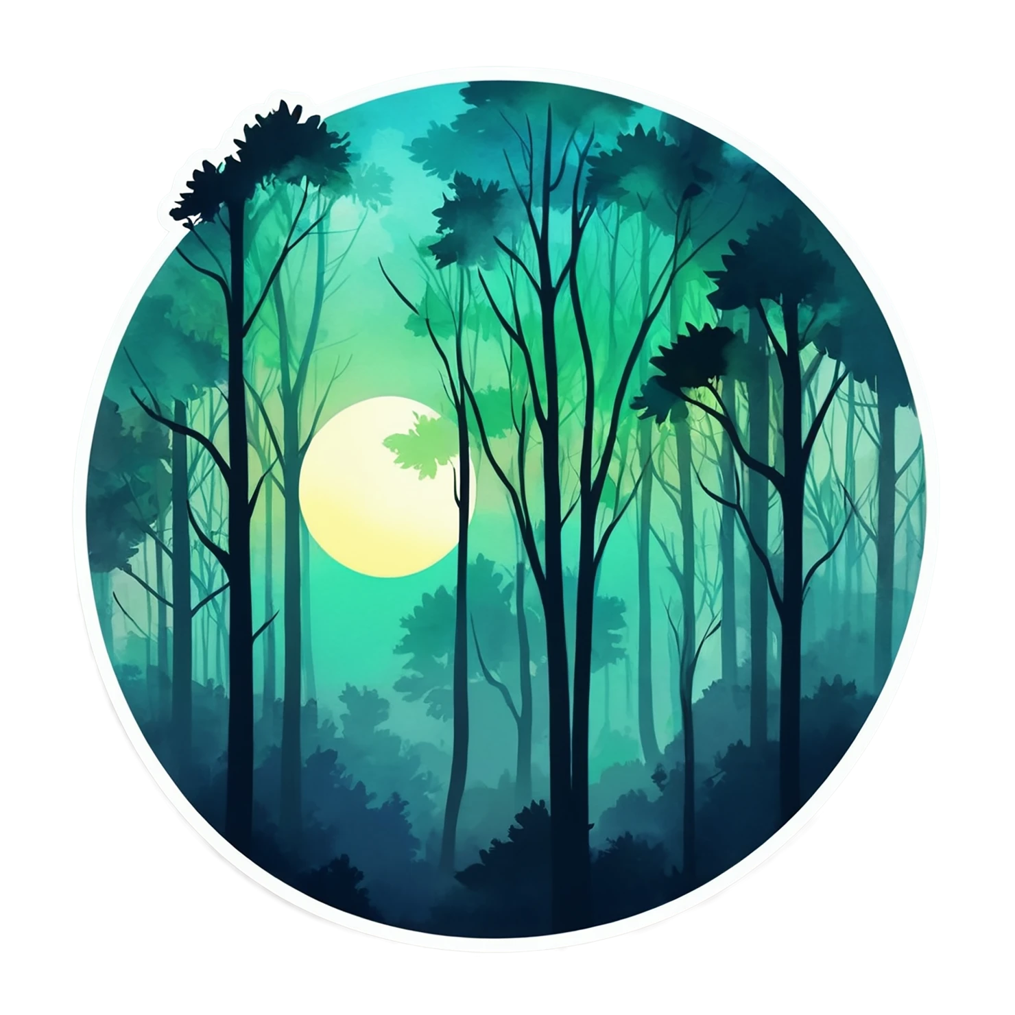 Forest watercolor sticker isolated on transparent background #16709