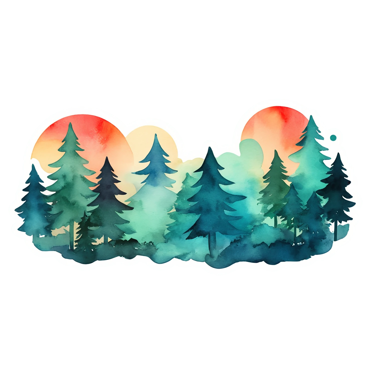 Forest watercolor sticker isolated on transparent background #16710