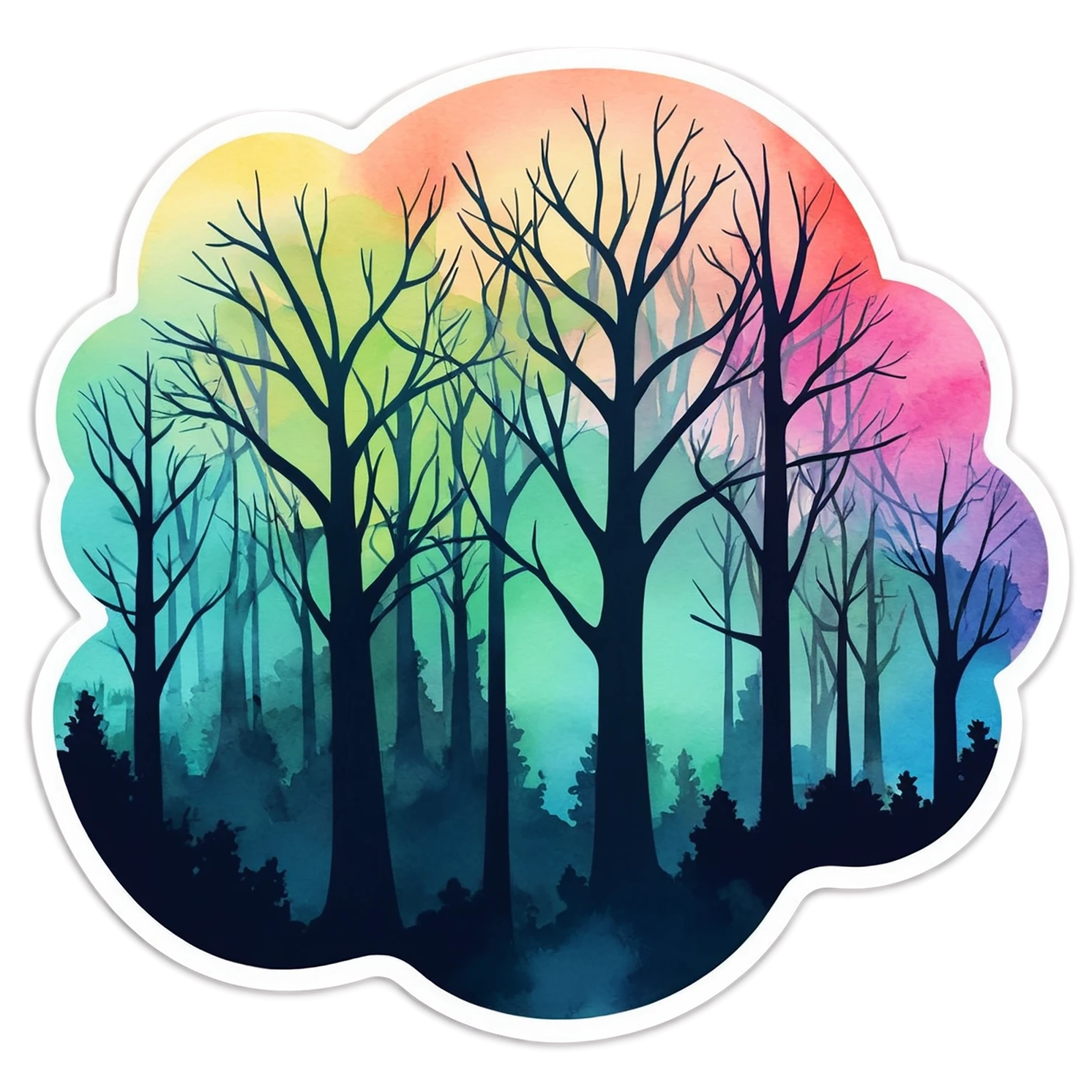 Forest watercolor sticker isolated on transparent background #16711