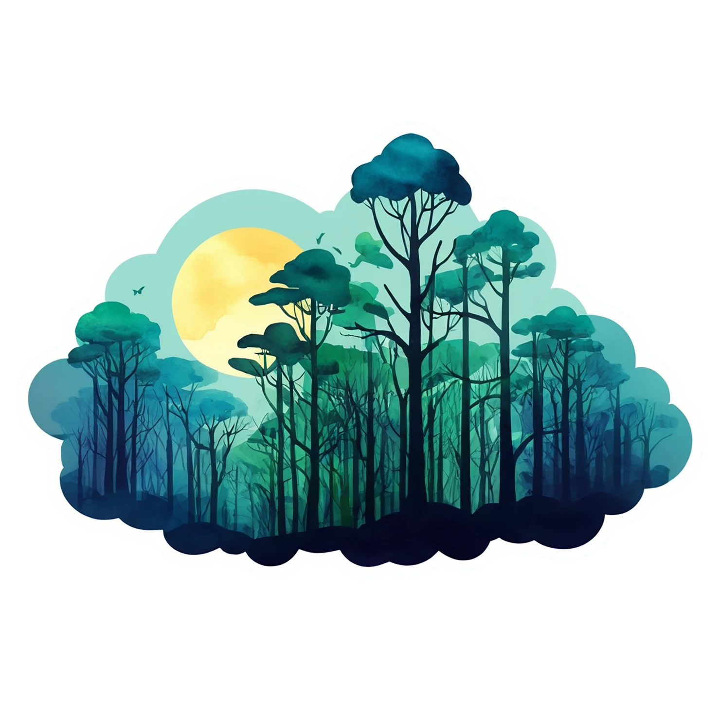 Forest watercolor sticker isolated on transparent background #16712