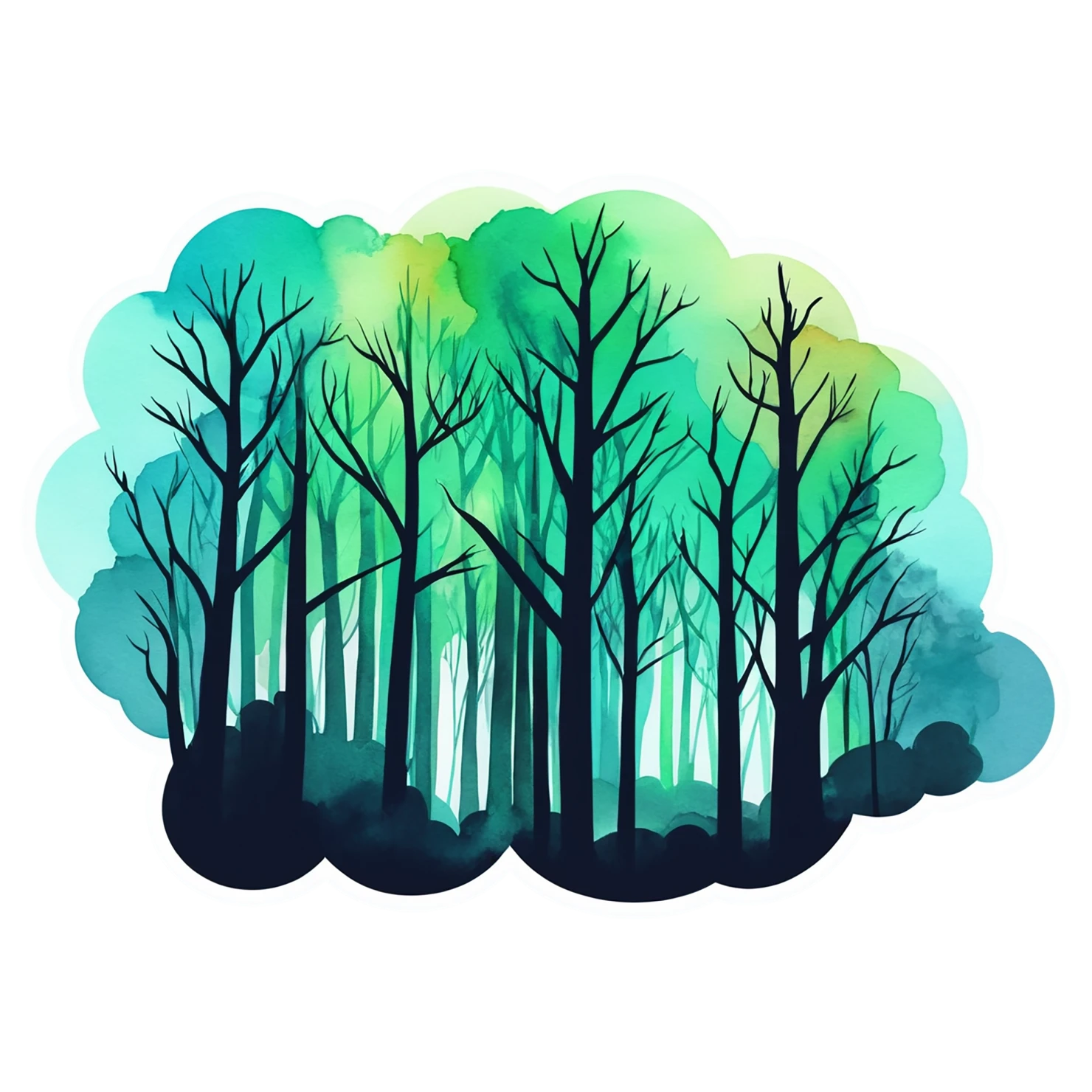 Forest watercolor sticker isolated on transparent background #16713