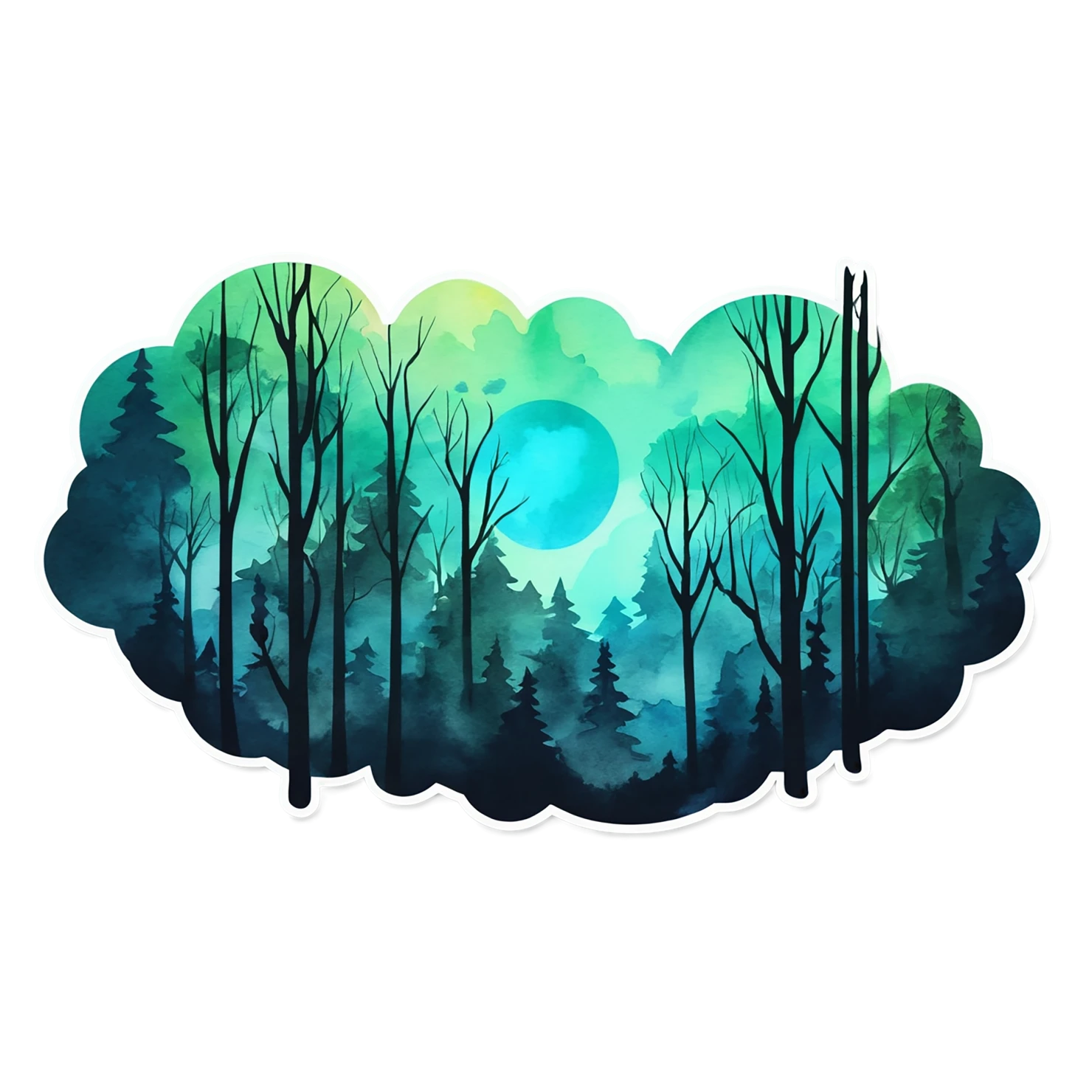 Forest watercolor sticker isolated on transparent background #16715