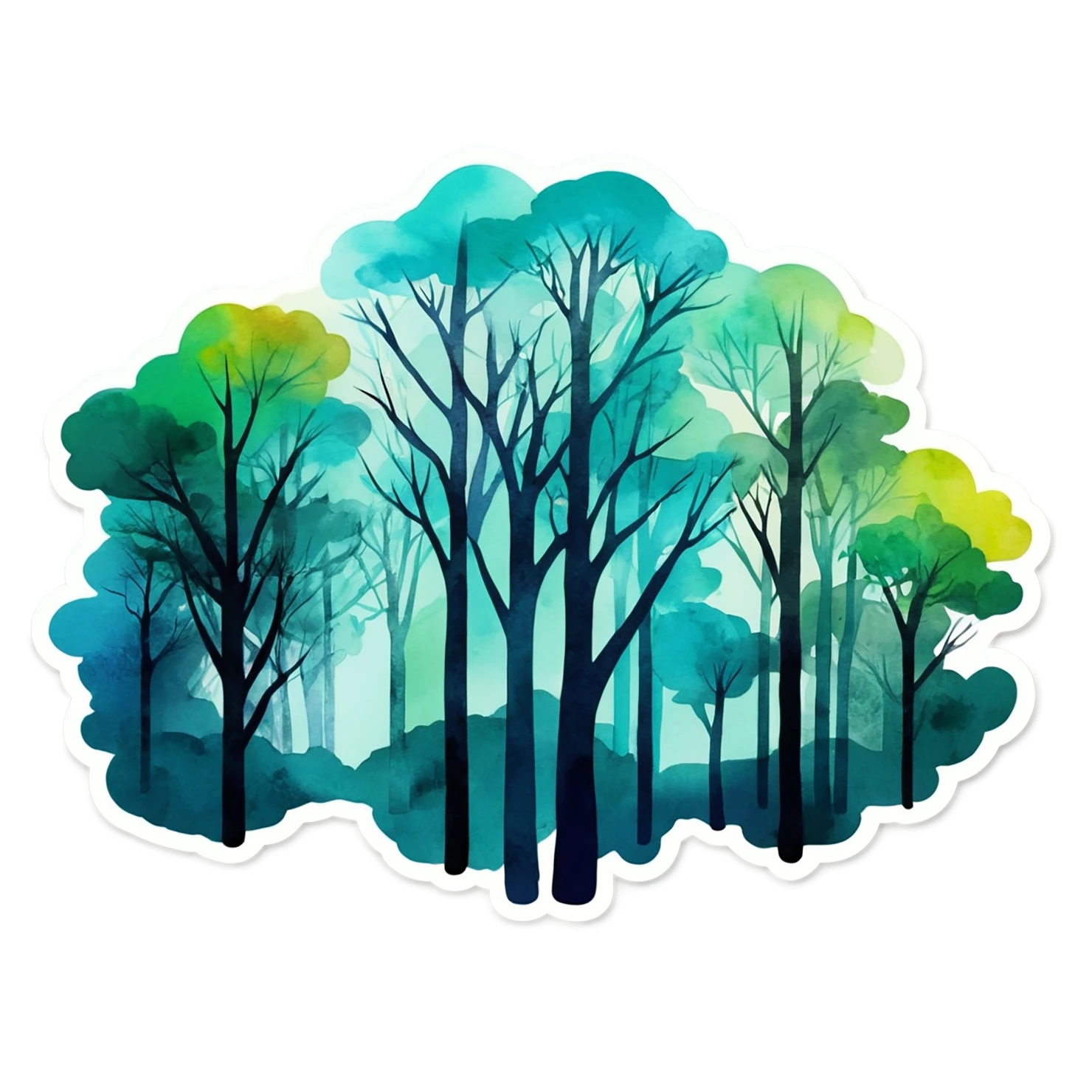 Forest watercolor sticker isolated on transparent background #16716