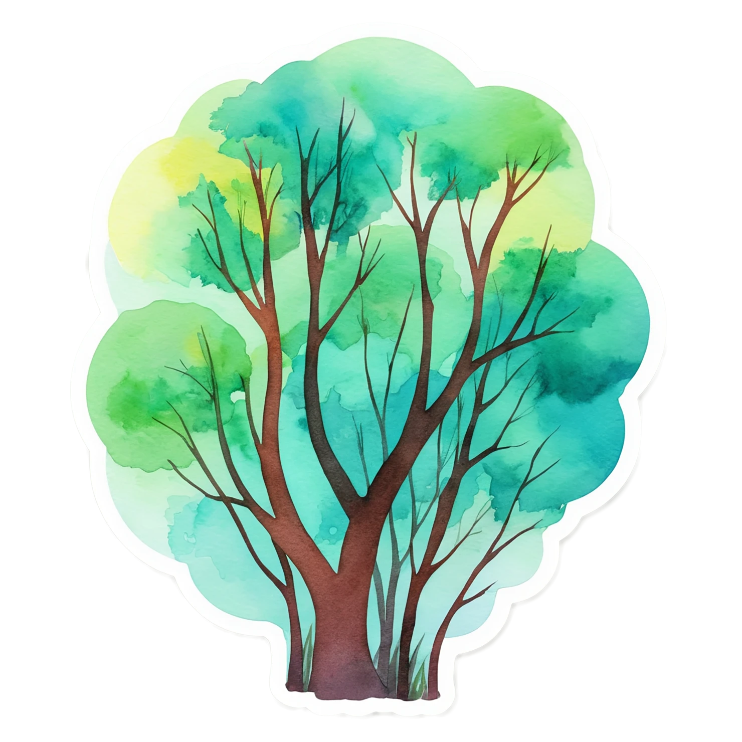 Forest watercolor sticker isolated on transparent background #16717