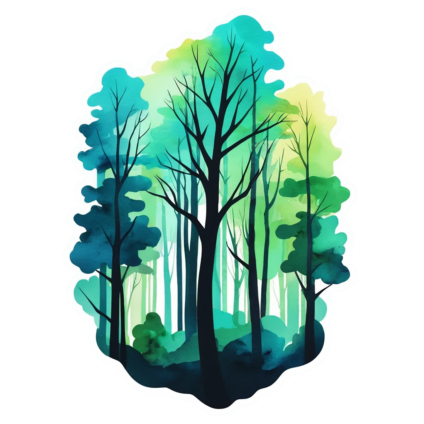 Forest watercolor sticker isolated on transparent background #16719