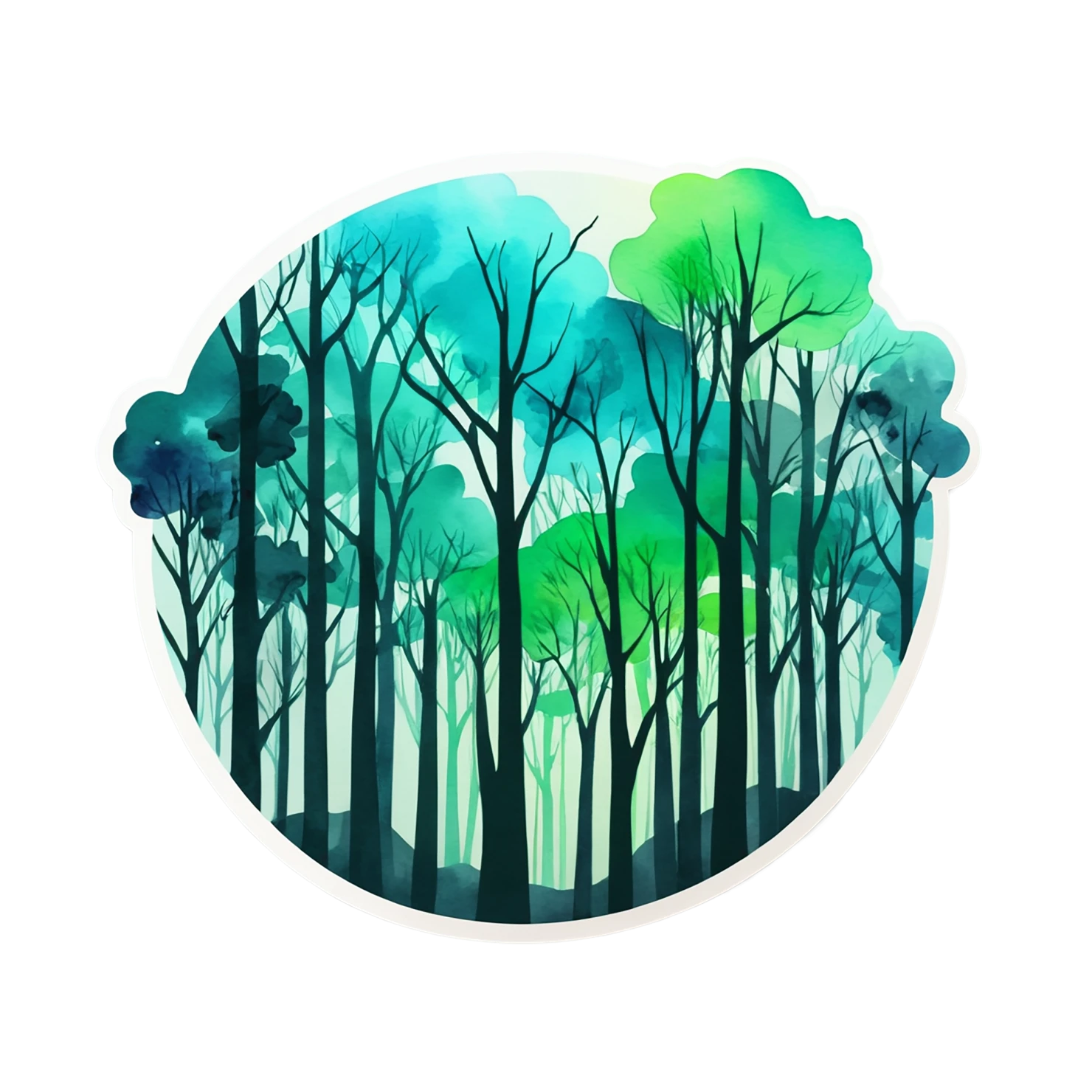 Forest watercolor sticker isolated on transparent background #16720