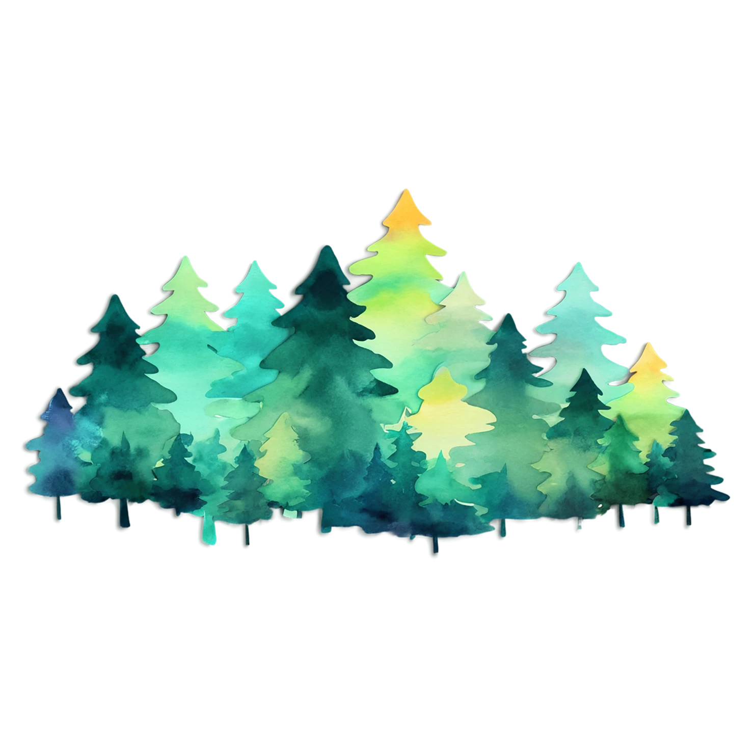 Forest watercolor sticker isolated on transparent background #16721