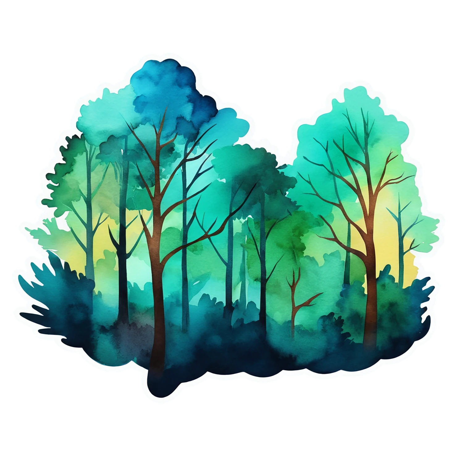 Forest watercolor sticker isolated on transparent background #16723