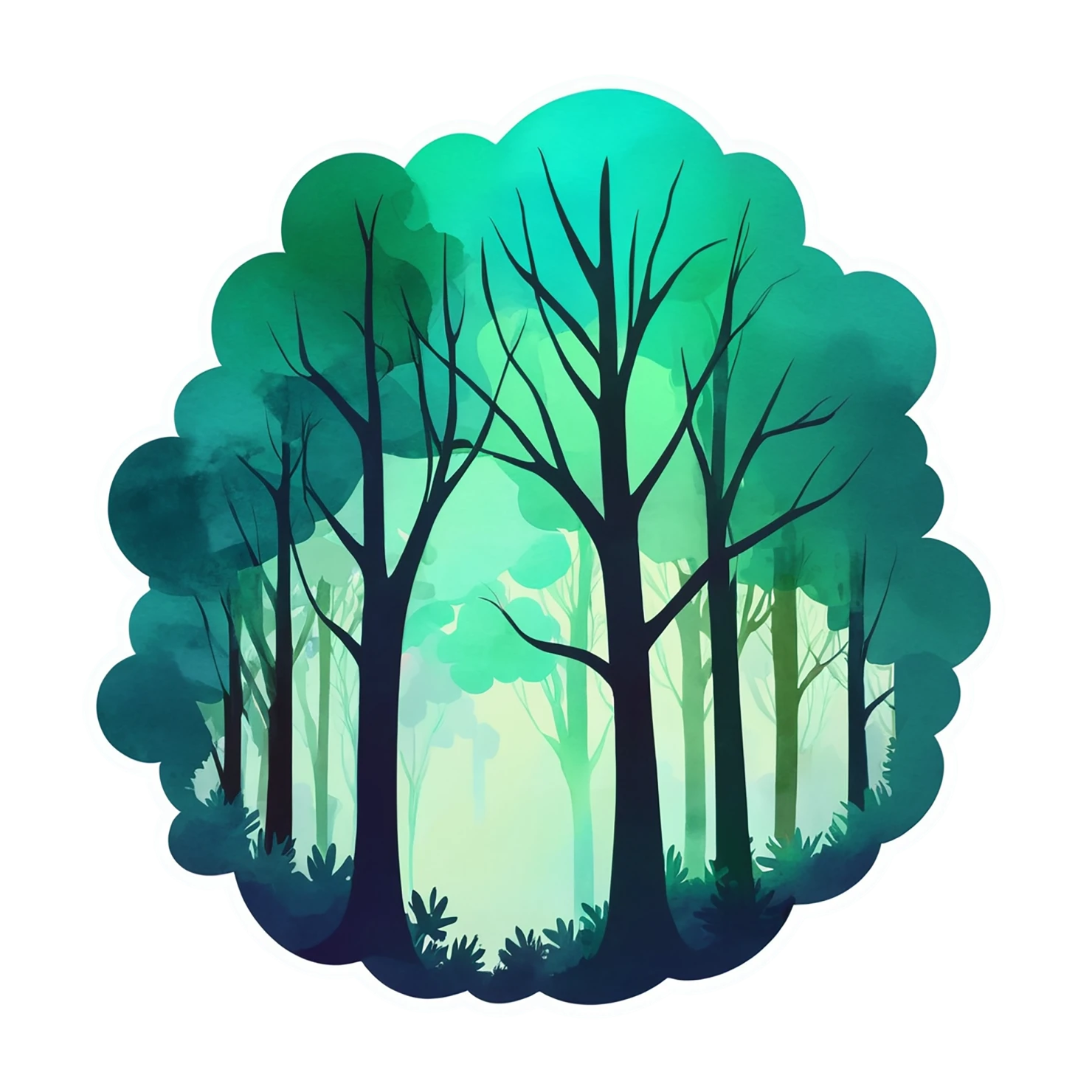 Forest watercolor sticker isolated on transparent background #16725