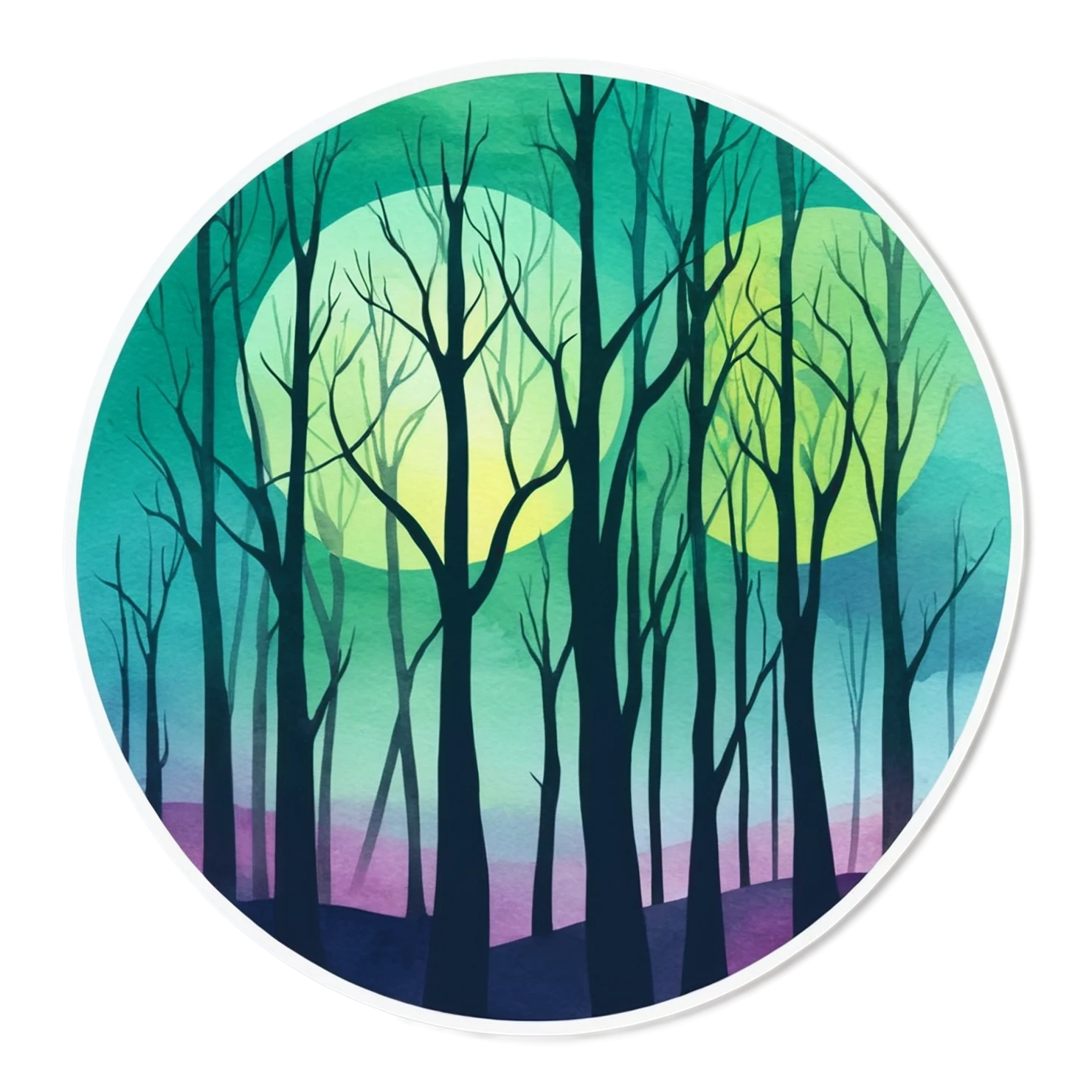 Forest watercolor sticker isolated on transparent background #16726