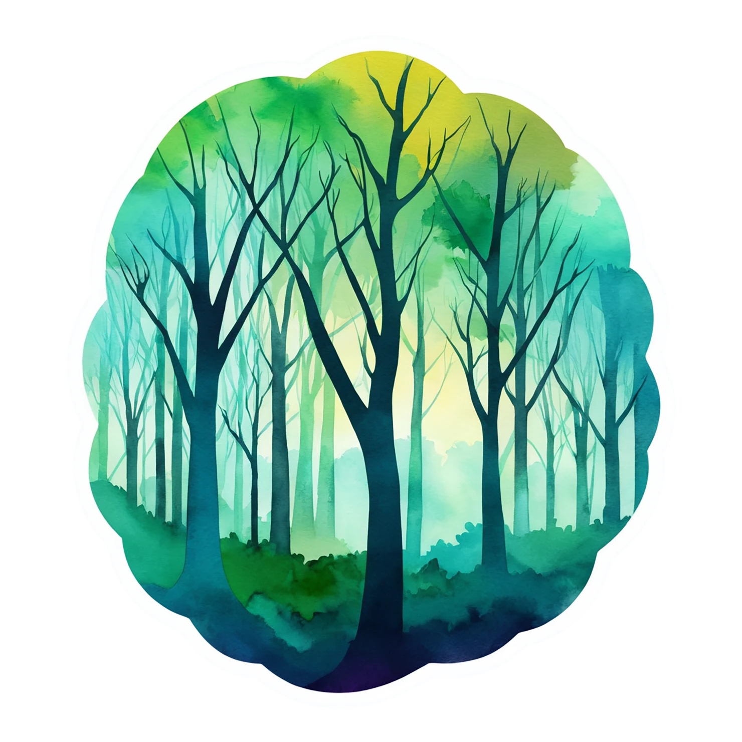 Forest watercolor sticker isolated on transparent background #16727