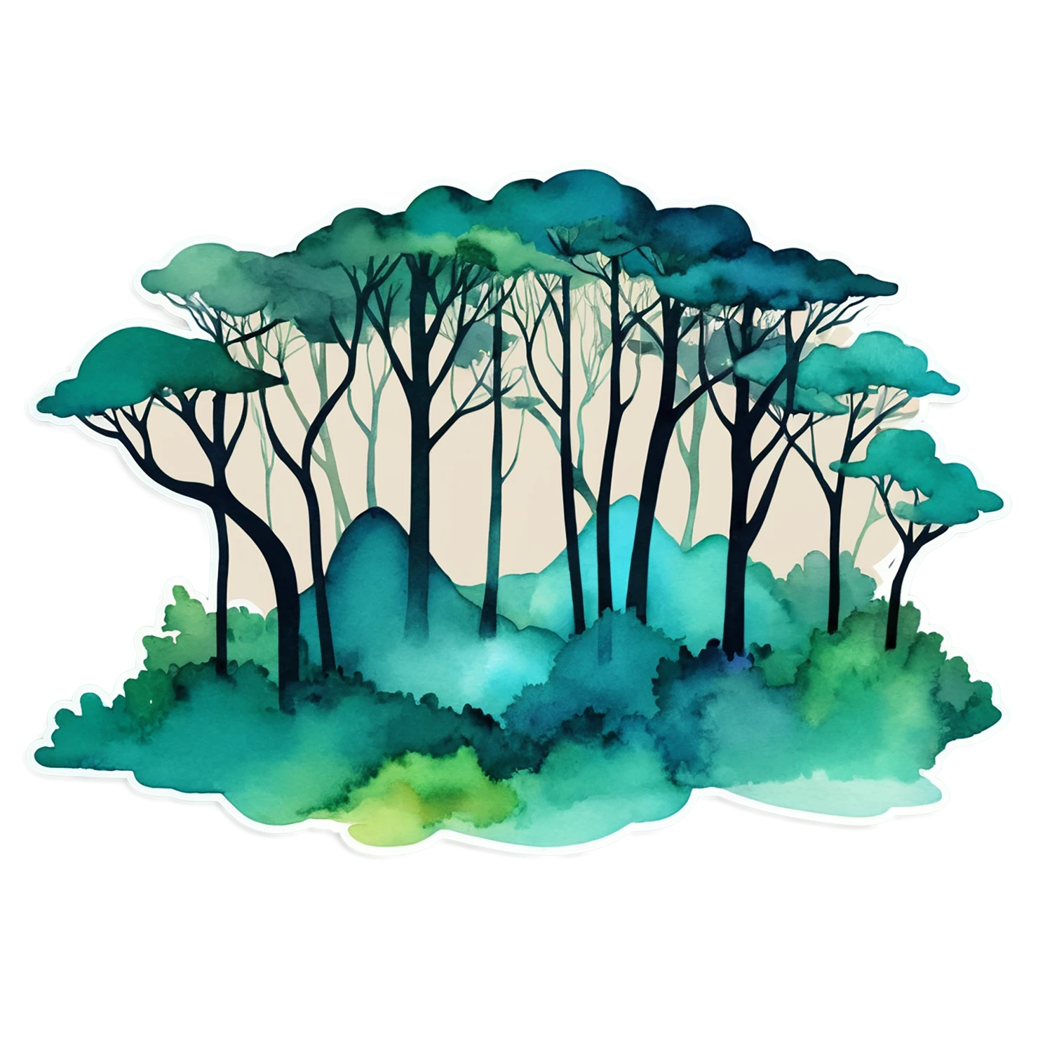 Forest watercolor sticker isolated on transparent background #16728