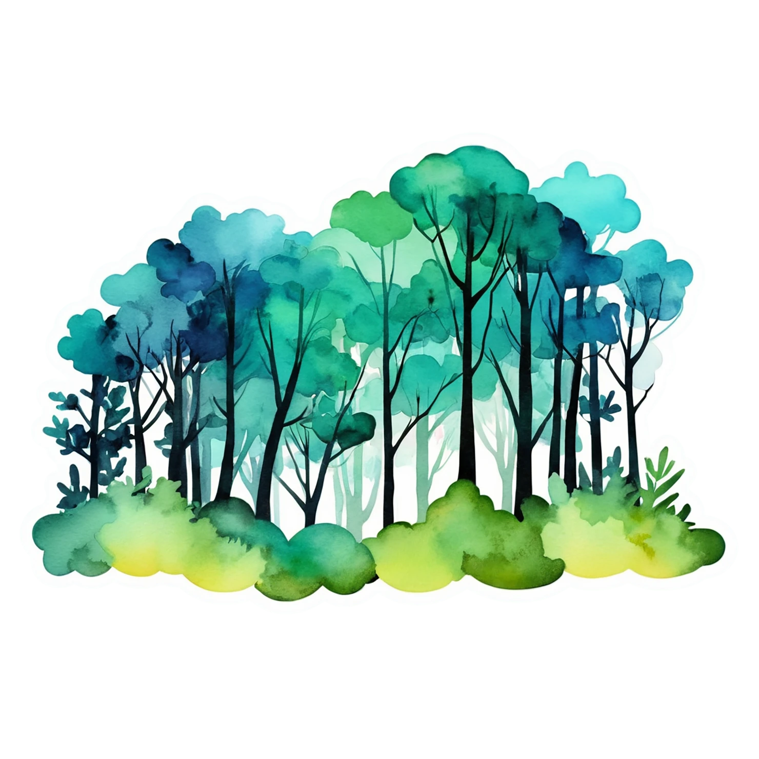 Forest watercolor sticker isolated on transparent background #16729