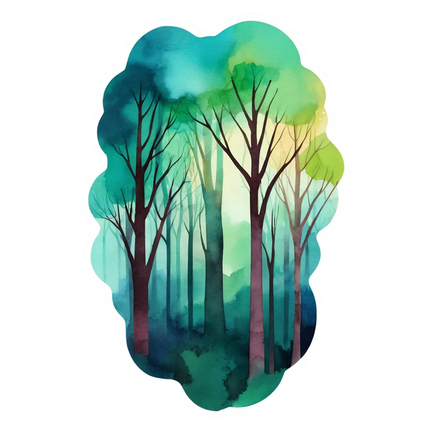 Forest watercolor sticker isolated on transparent background #16731