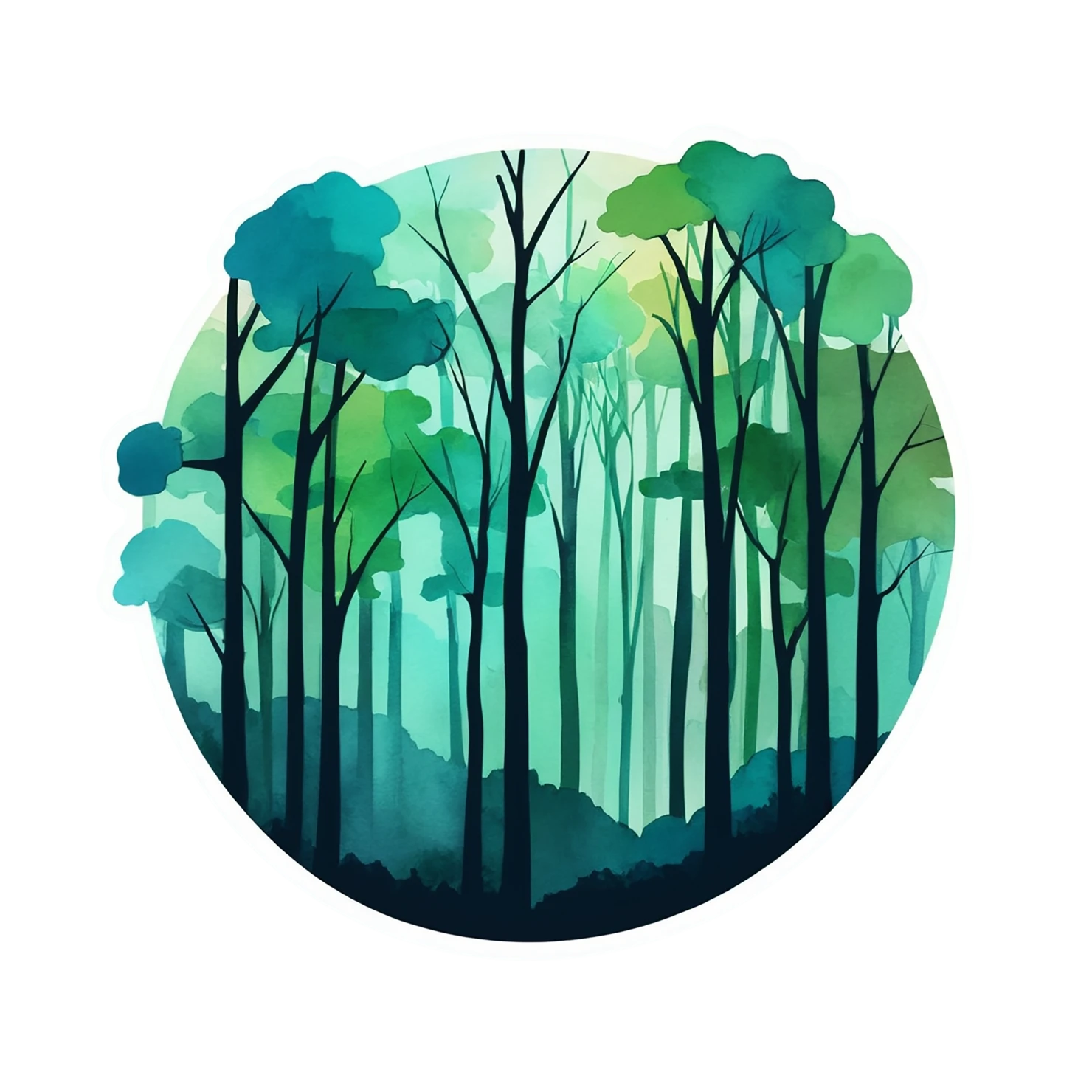 Forest watercolor sticker isolated on transparent background #16732