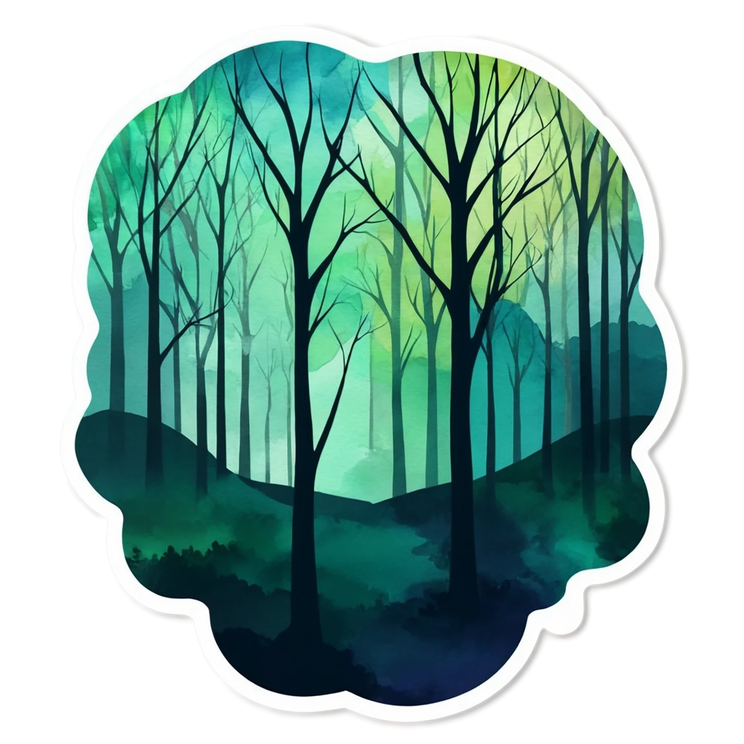 Forest watercolor sticker isolated on transparent background #16735