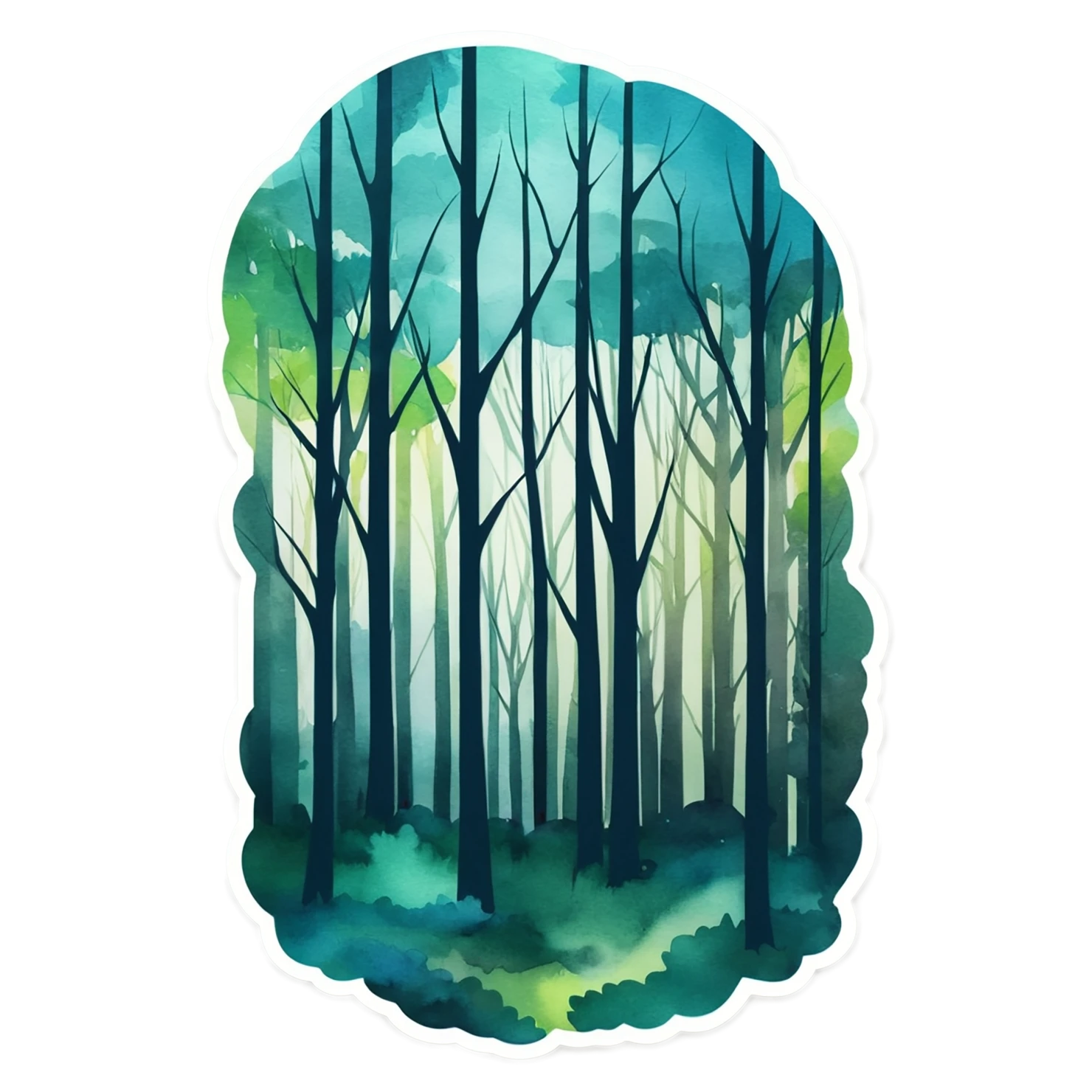 Forest watercolor sticker isolated on transparent background #16738