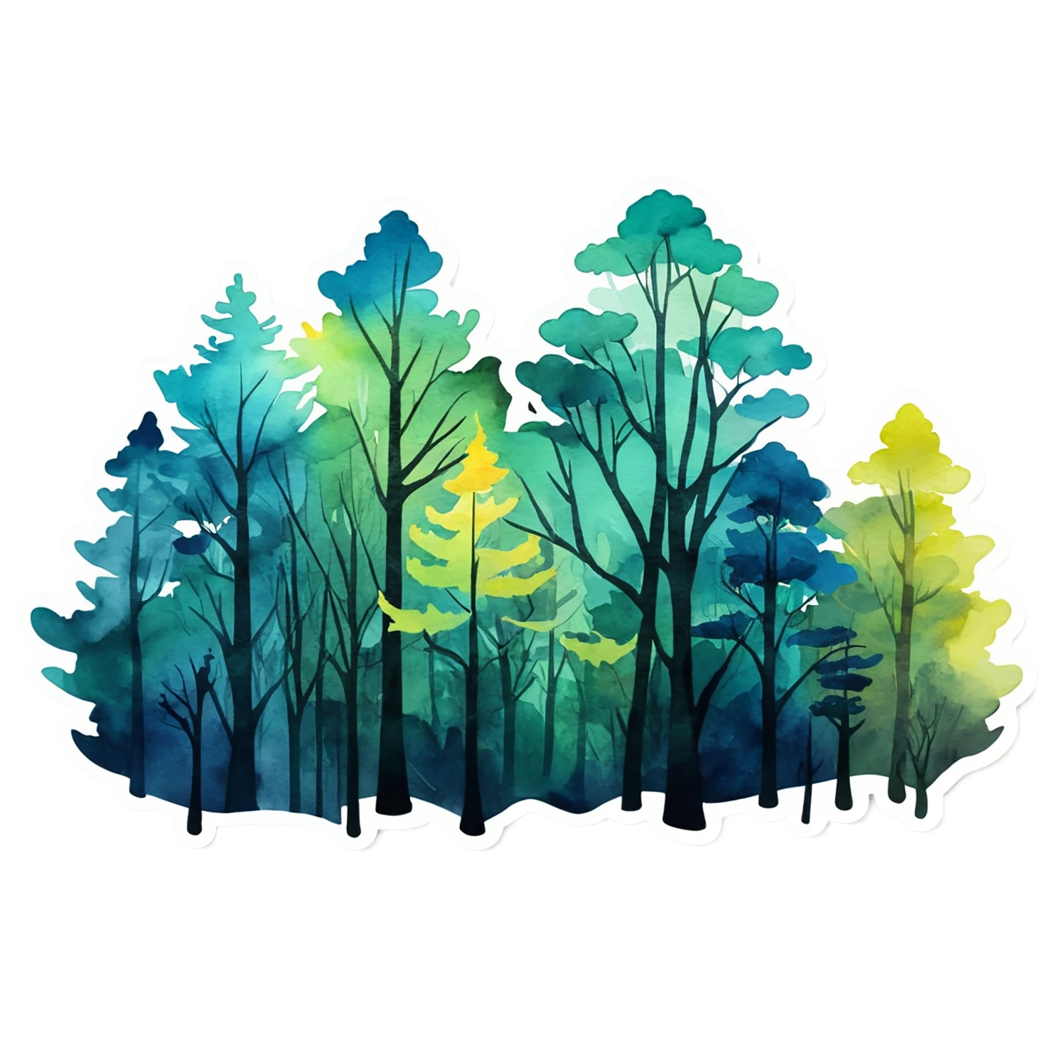 Forest watercolor sticker isolated on transparent background #16739