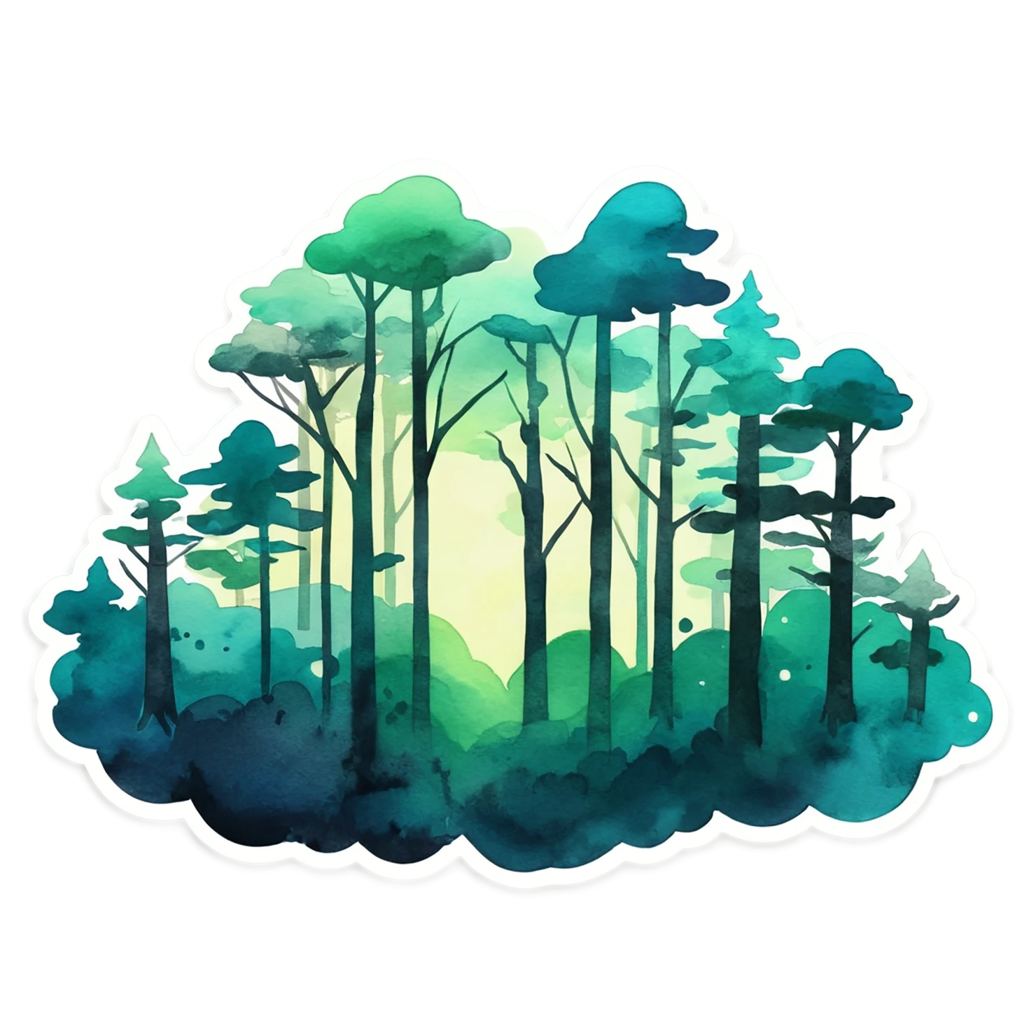 Forest watercolor sticker isolated on transparent background #16742