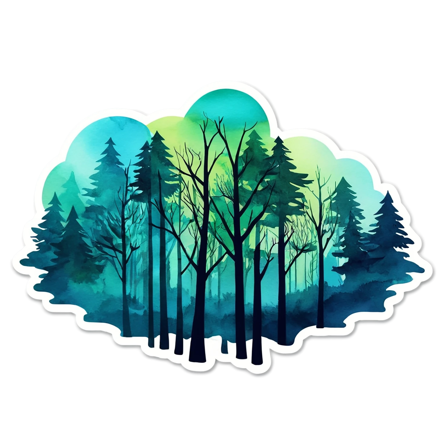 Forest watercolor sticker isolated on transparent background #16743