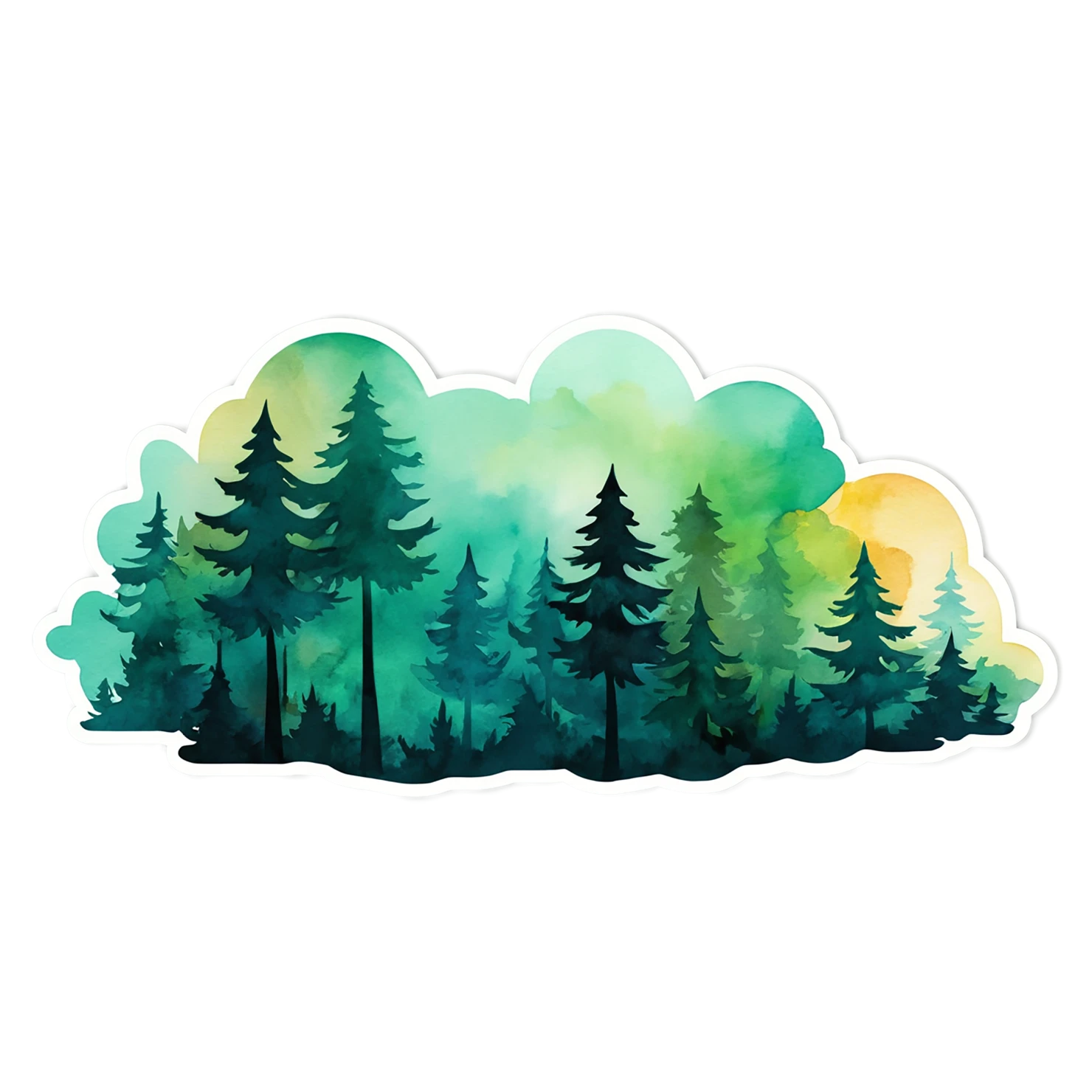 Forest watercolor sticker isolated on transparent background #16744