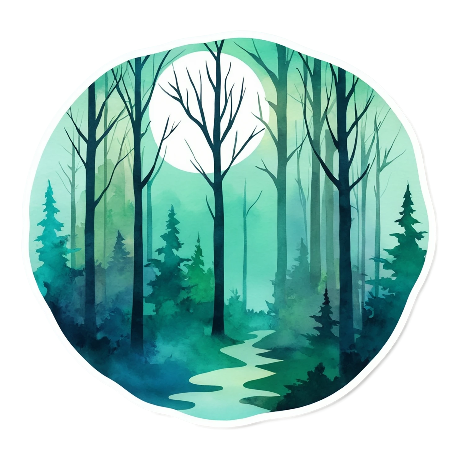 Forest watercolor sticker isolated on transparent background #16745