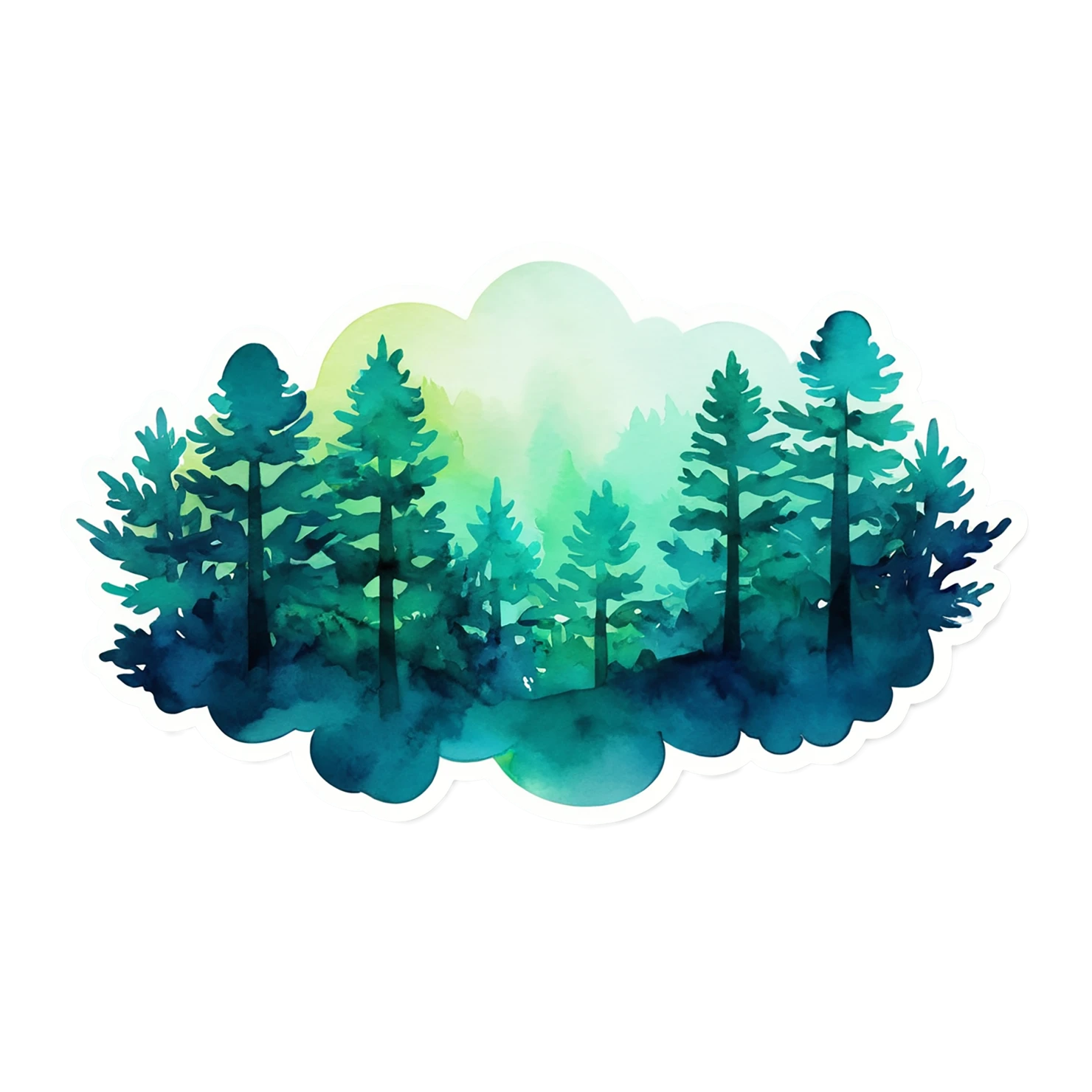 Forest watercolor sticker isolated on transparent background #16746