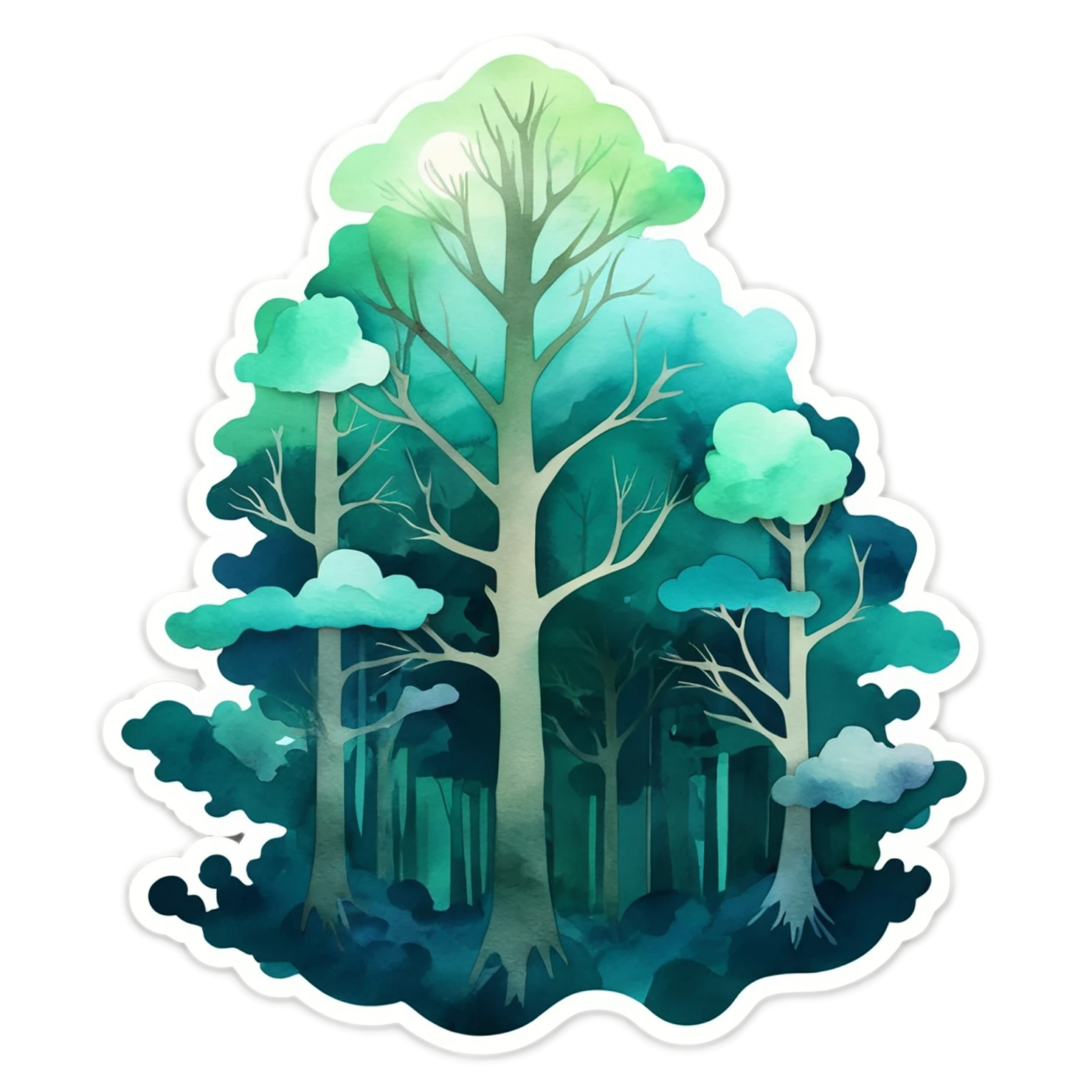 Forest watercolor sticker isolated on transparent background #16748