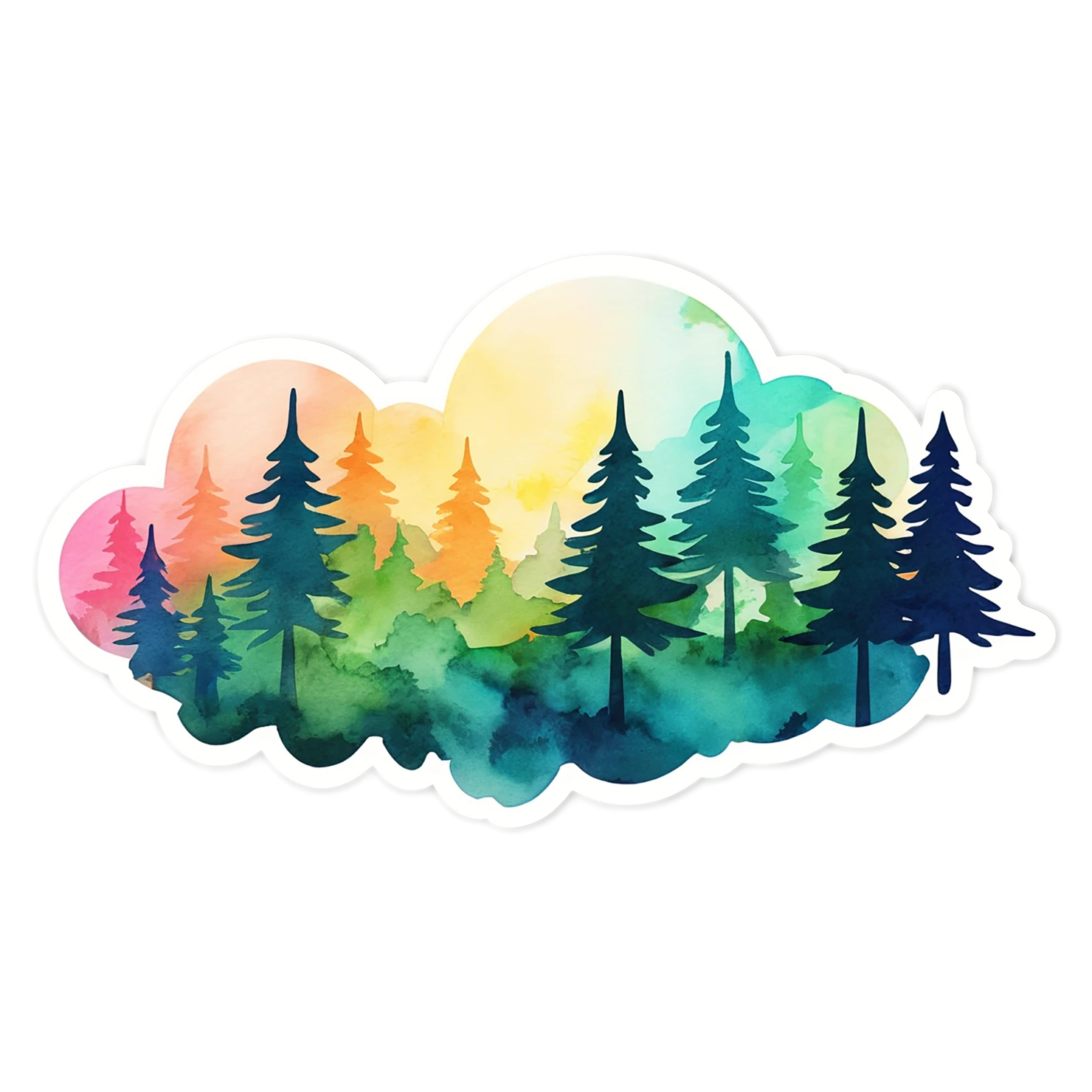 Forest watercolor sticker isolated on transparent background #16749